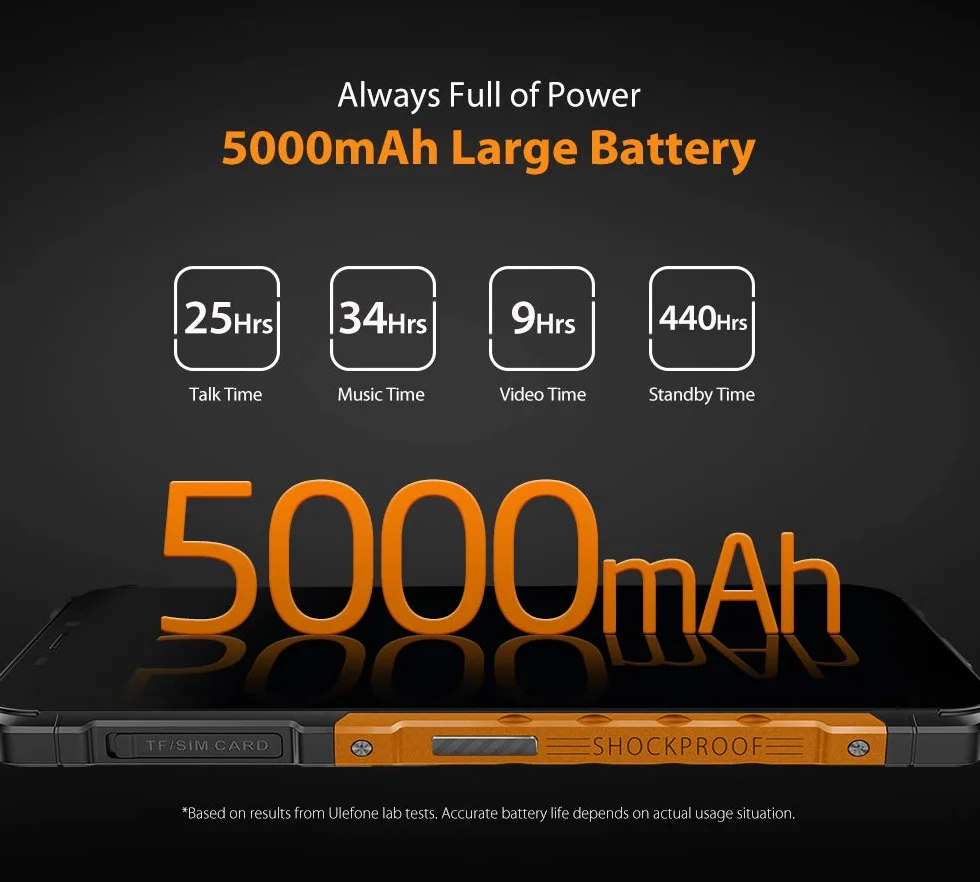 Ulefone Armor X5 Smartfon 4G Android 10 Octa-Core 3GB RAM 32GB ROM 5,5" IP68 IP69K Dual-SIM 13MP+5MP+2MP 5000mAh