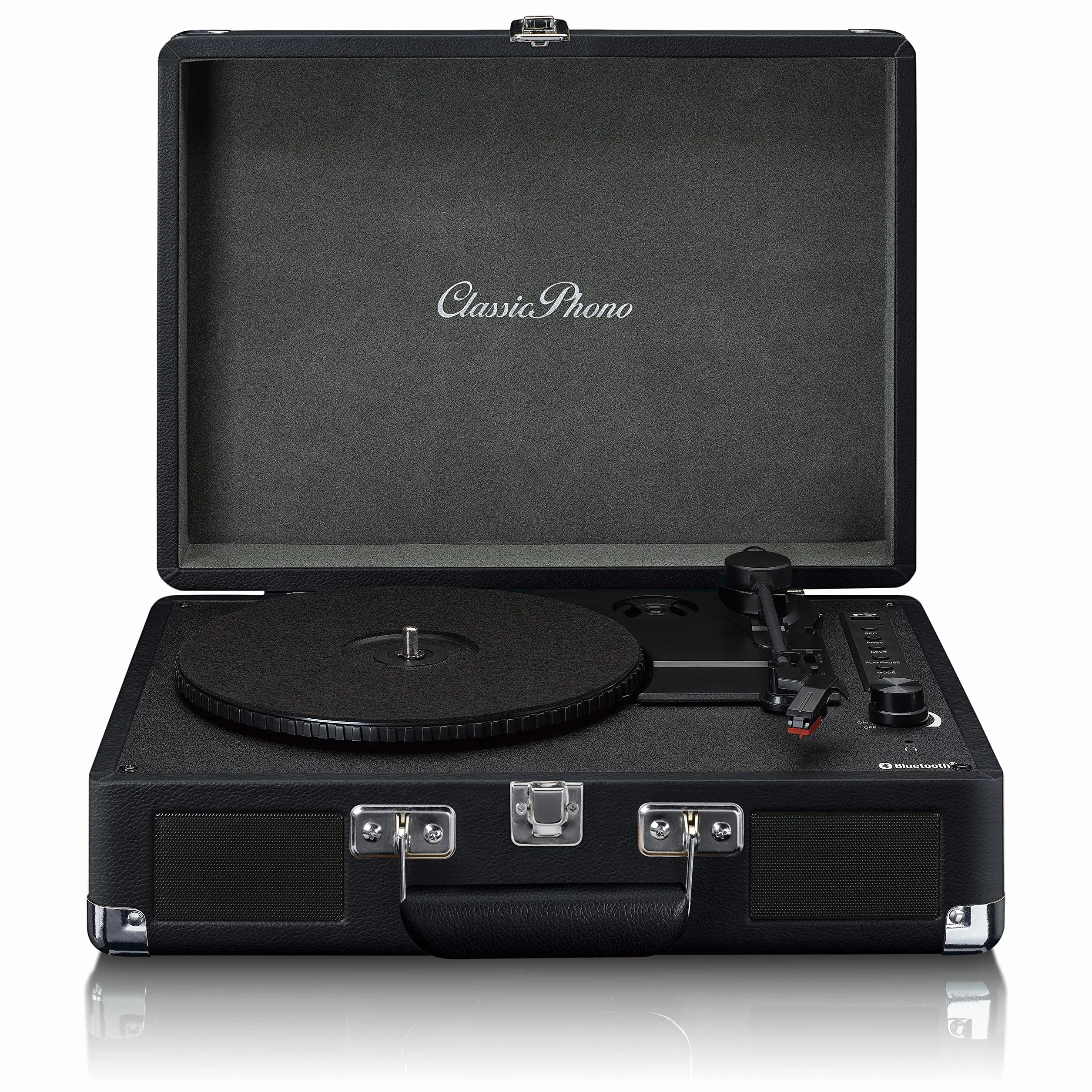 Classic Phono TT-115 gramofon – Bluetooth – USB – 3 prędkości – bezpośrednie nagrywanie na USB bez komputera – napęd pasowy – czarny