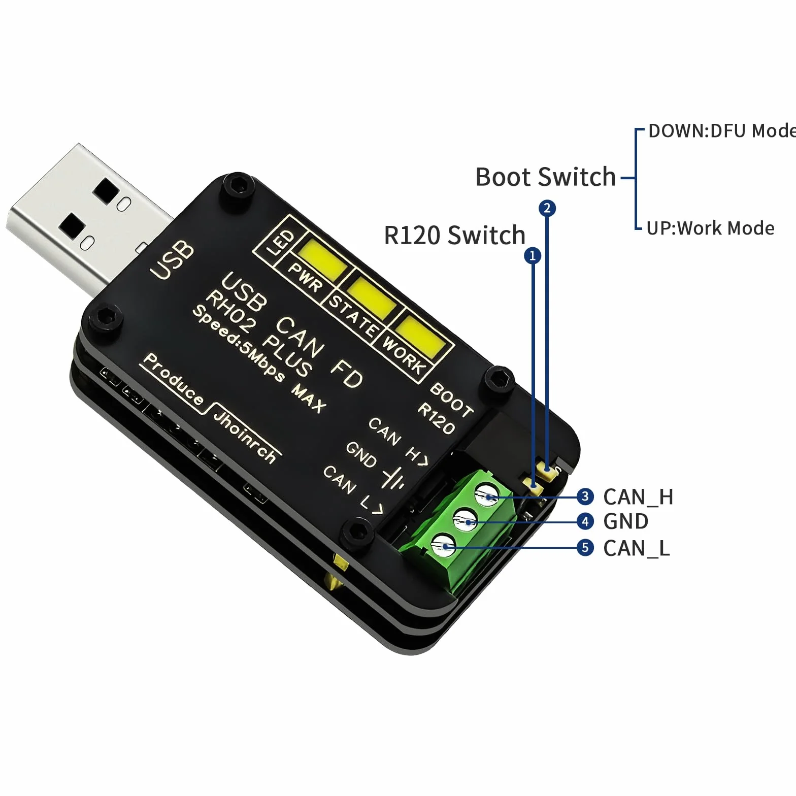 Adapter USB na CAN FD Canable 2.0 5 Mbps