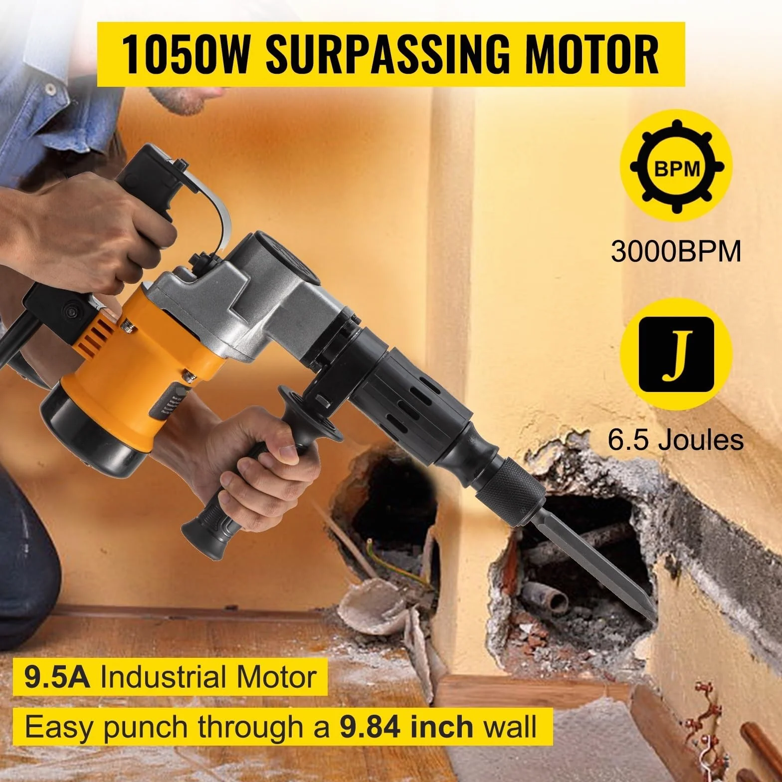 Wiertarka udarowa 1050W Max wiercenie 17mm SDS Plus rozbiórka młot pneumatyczny Breaker DIY elektryczny perforator do betonu z drewna