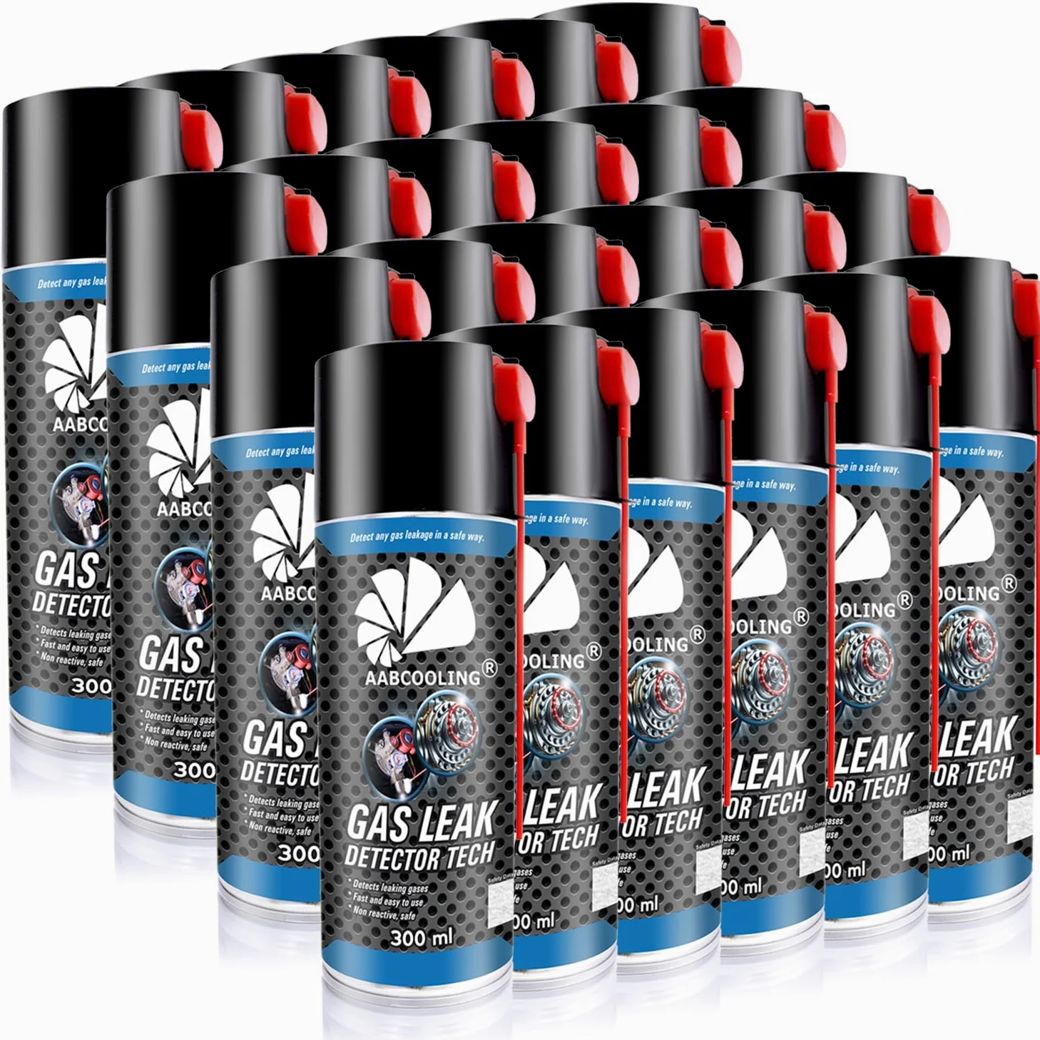 AABCOOLING Detektor Nieszczelności Gazu 24x 300ml - Uniwersalny Spray do Testowania Szczelności - Wykrywanie Wycieków Gazu, Pianka do Układu LPG, Kontrola Instalacji Gazowych, Pieców i Kuchenek