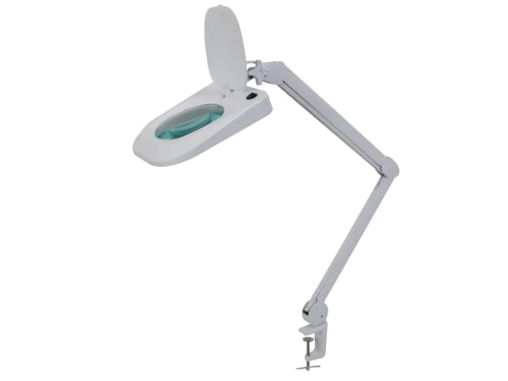Velleman Lampa LED z lupą i zaciskiem, lupa podświetlana 10 W, powiększenie 2,25x, soczewka 5 dioptrii 152 mm, światło dzienne 6500 K, do czytania, hobby, beauty i prac precyzyjnych