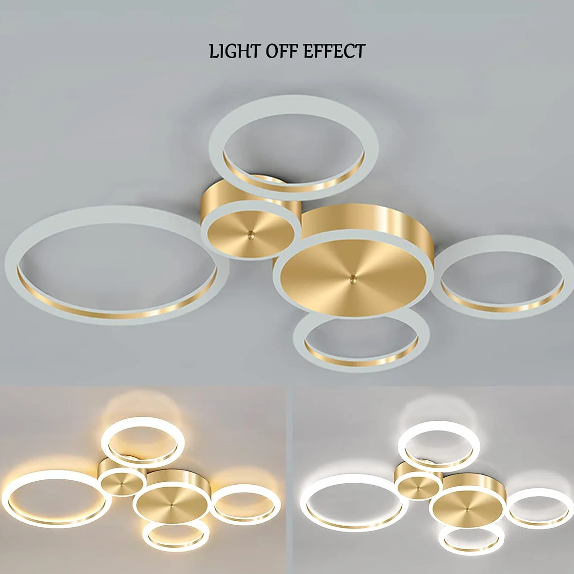 Nowoczesna lampa sufitowa LED do salonu z pilotem ściemniane oświetlenie sypialni lampy sufitowe okrągły pierścień projekt zawieszenie kuchnia restauracja żyrandol metalowy,5 rings