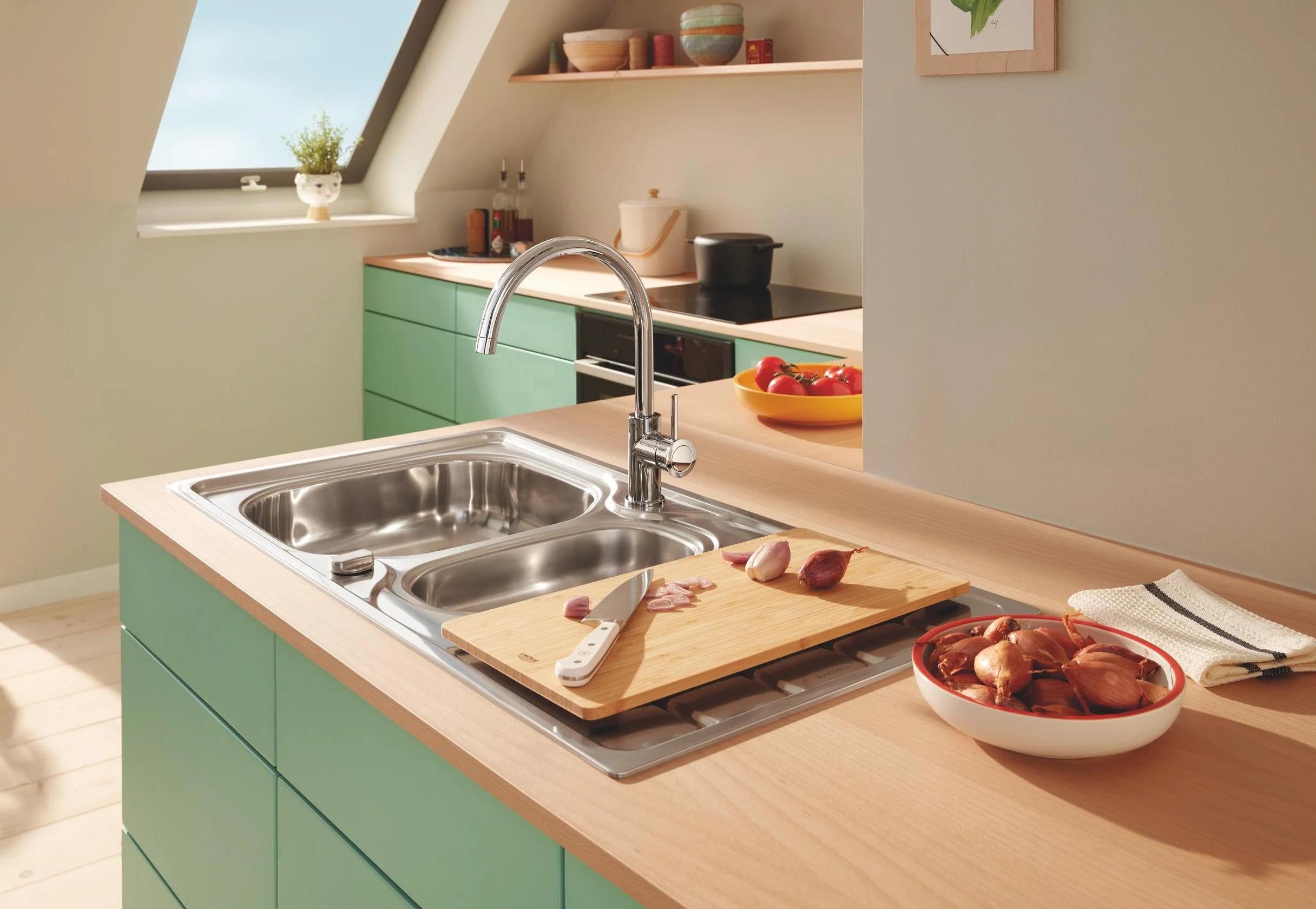 GROHE Drewniana deska do krojenia (bambus, 490 x 240 x 19 mm), bambus, rozmiar L, 40750HV0