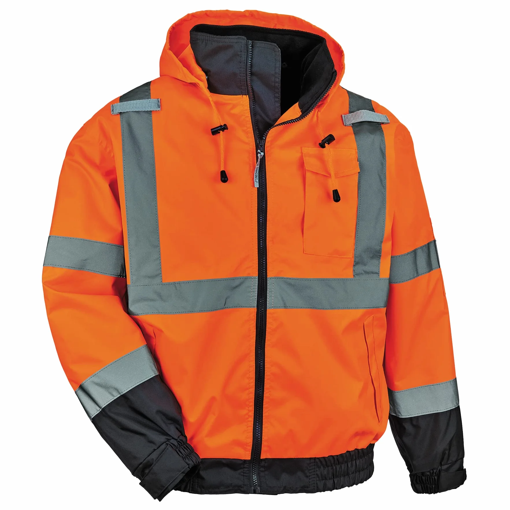 Ergodyne GloWear 8379 kurtka termiczna o wysokiej widoczności typ R, klasa 3, pomarańczowa bomberka z podszewką polarową, XL, XL