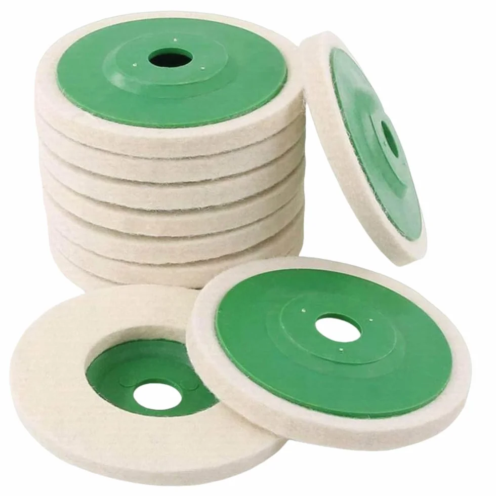 10 sztuk 100mm 4-calowe wełniane polerujące tarcze polerskie szlifierka kątowa tarcza ścierna filcowa do metalu marmuru szkła narzędzie ścierne, grube, 1