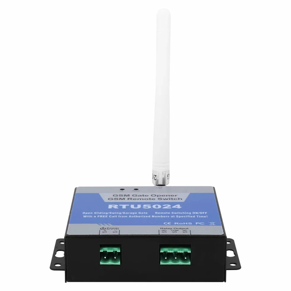 GSM otwieracz bramy, RTU 5024 kontroler dostępu, zdalne włączanie/wyłączanie, darmowe połączenia SMS, obsługa poleceń 850/900/1800/1900 MHz