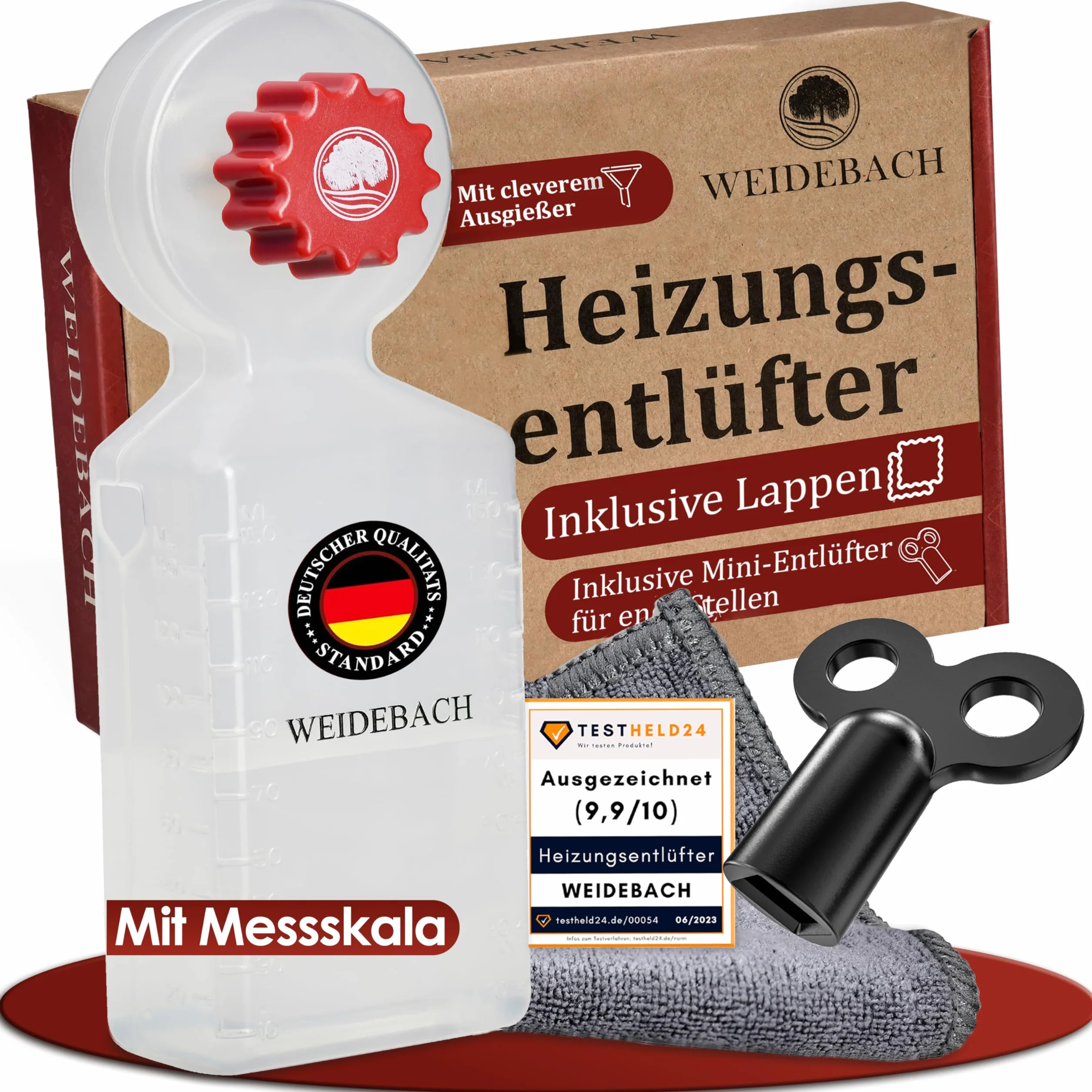 WEIDEBACH® Klucz do odpowietrzania grzejnika z pojemnikiem na ścinki.