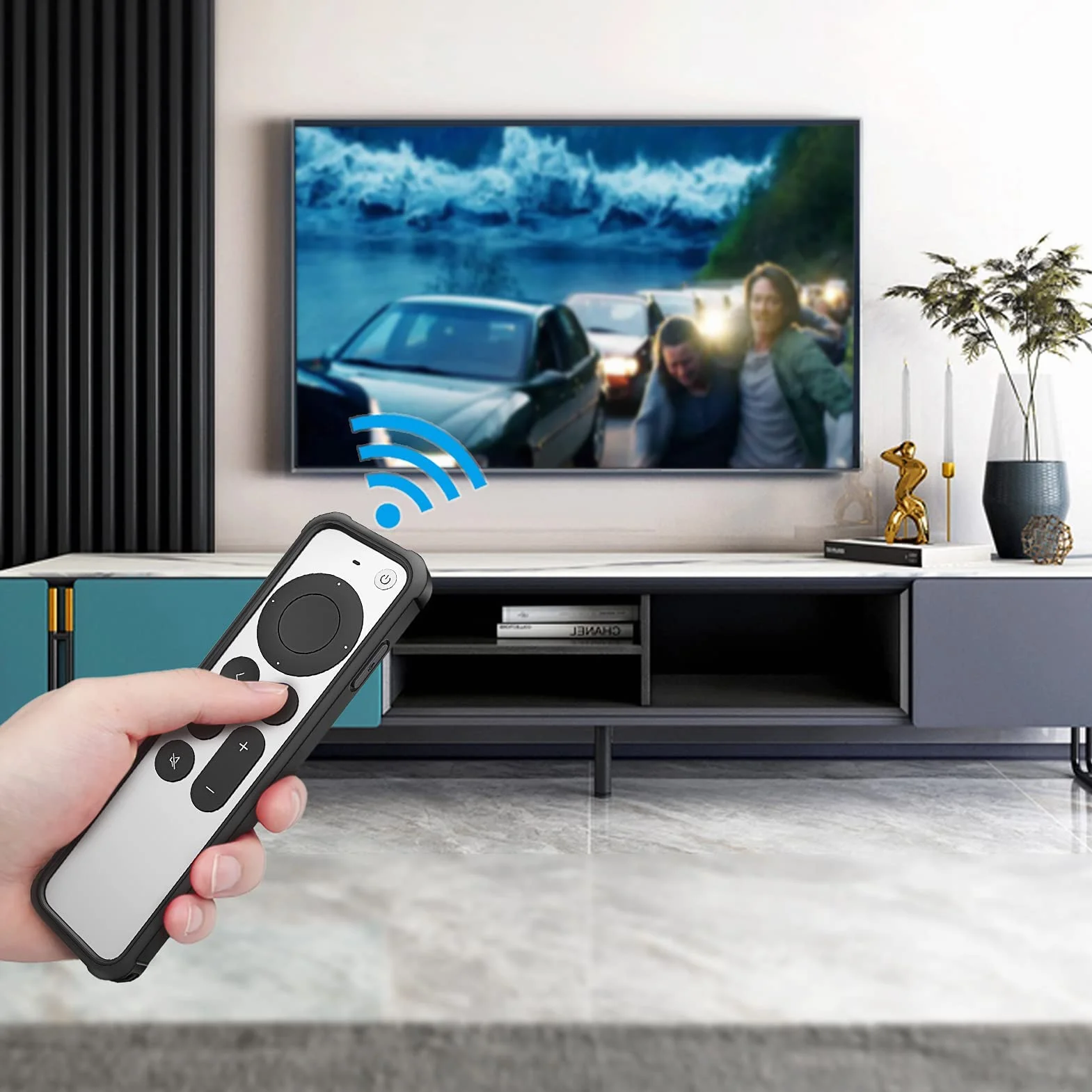 Fintie Etui ochronne do Apple TV Siri Remote 2021, 2022, miękkie, TPU, lekkie, antypoślizgowe, odporne na wstrząsy etui do Apple TV 4K / HD Siri (2. generacji/3. generacji), czarne