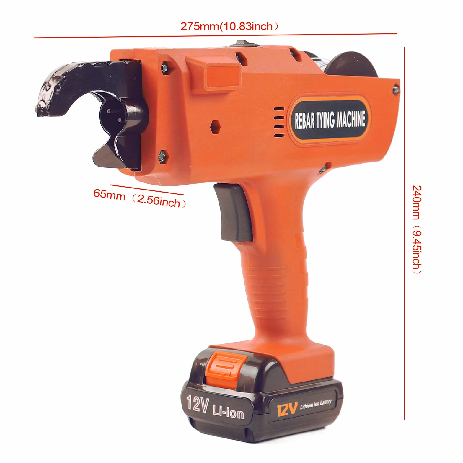 Automatyczne wiązanie zbrojenia z akumulatorem litowo-jonowym 12 V, 4500 mAh, bindownica druciana, narzędzie do wiązania zbrojenia, 8 mm-34 mm (pomarańczowa)