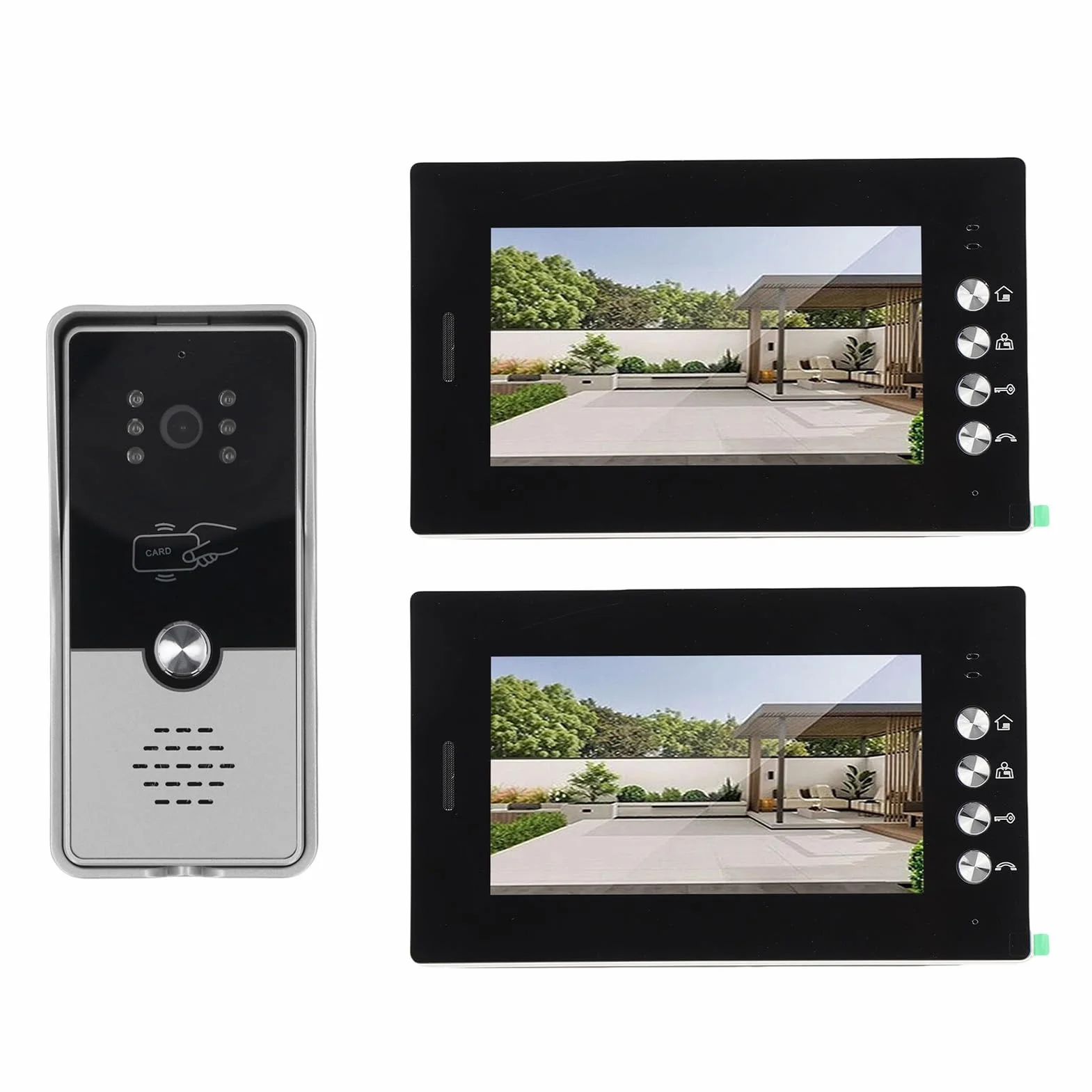 Dpofirs HD Przewodowy System Domofonów Wideo, Szerokie Kąt Kątowy 120 ° Połączowy Telefon Wideo, Wbudowany Adapter Zasilający 6 Karty (wtyczka UE)