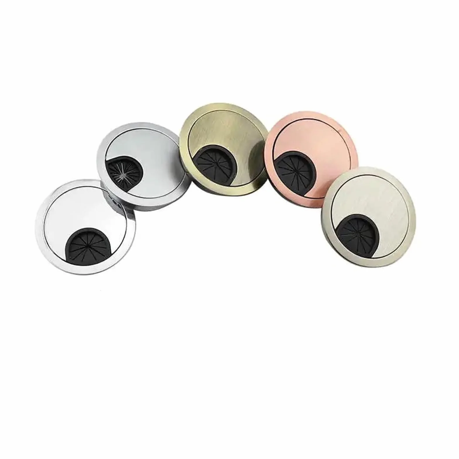 1-8 szt. Zinc Alloy Desk Cable Cover 50/53/60/80 mm okrągły uchwyt do zarządzania przewodami komputerowymi (50 mm perłowy chrom, 8 szt.)
