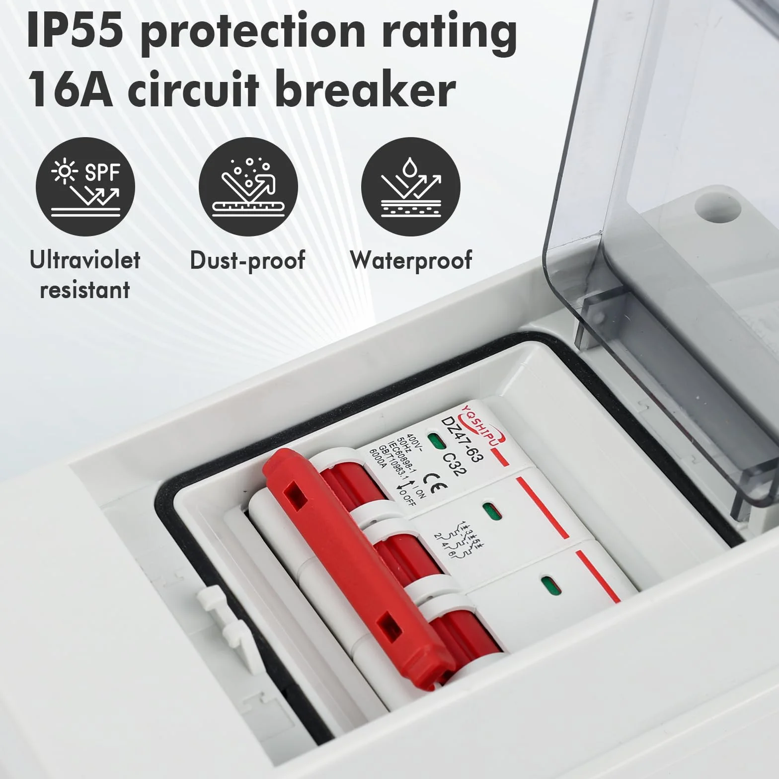 Adapter CEE 32A do 16A, wtyczka CEE IP44 z wyłącznikiem nadprądowym, wtyczka 32A 400V do gniazda 16A 400V, przedłużacz wysokonapięciowy CEE, adapter wysokonapięciowy i gniazdo (32A do 16A)