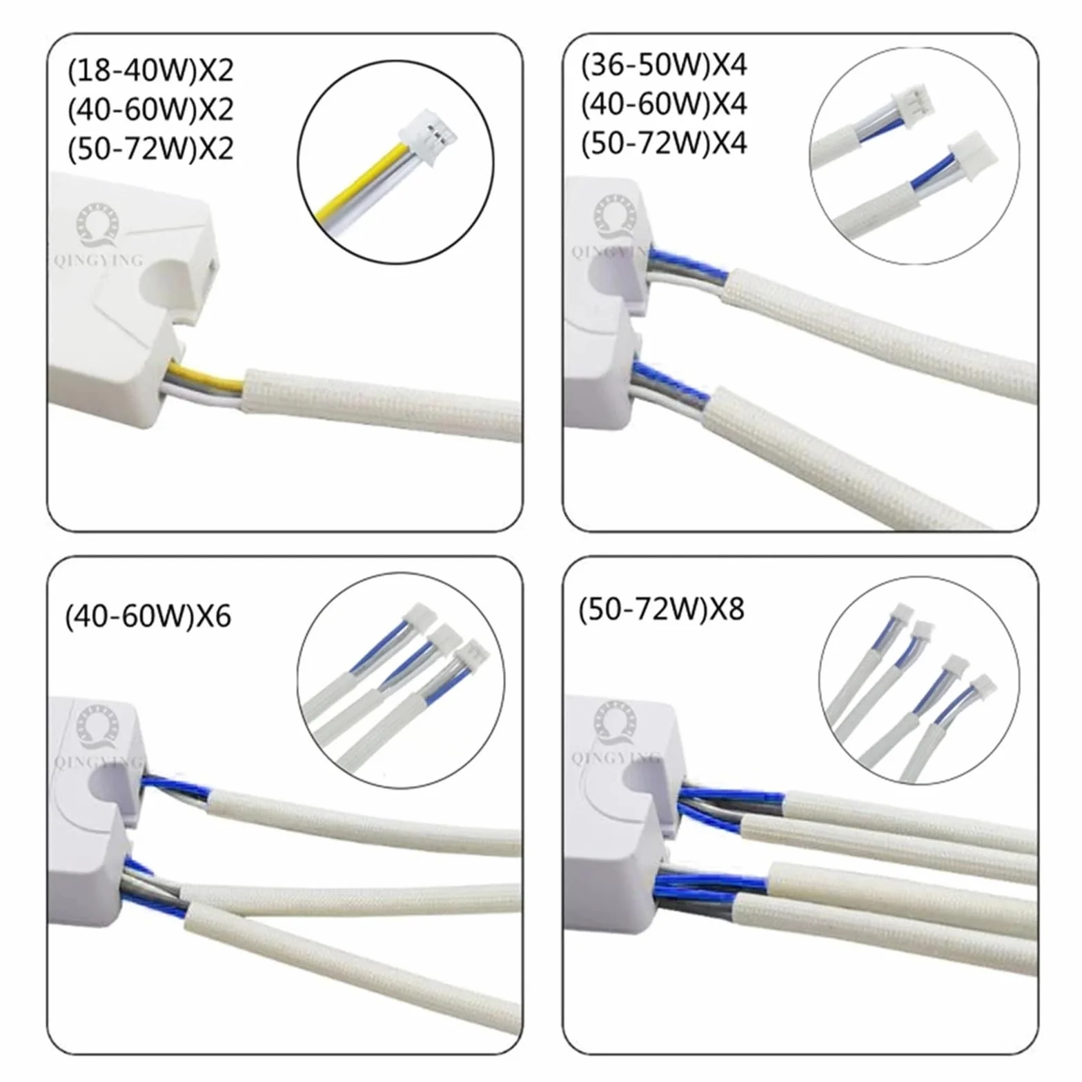Sterownik LED sterujący AC220V 18-40 W 36-50 W 40-60 W 50-72 W 2,4 G Sterownik regulacji prądu stałego 240mA (kolor: 50-72 Wx4, rozmiar: 240 MA_with Remote)