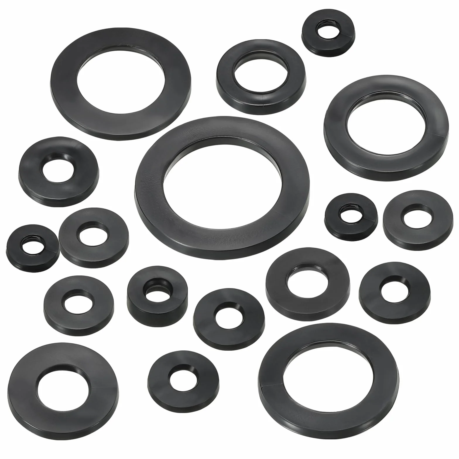 PATIKIL Gumowe podkładki M6, okrągłe, 12 sztuk 6 mm ID 12 mm OD 4,5 mm grubości, płaskie podkładki, zestaw gumowych uszczelek do rury kranowej, śruby mocujące, czarne