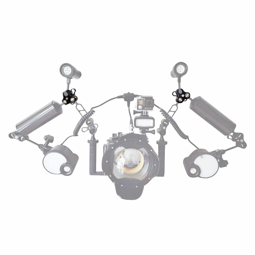 PULUZ Podwójny zacisk kulowy uchwyt kamery do nurkowania CNC aluminiowy latarka zaciskowa podwodny system fotograficzny czerwony