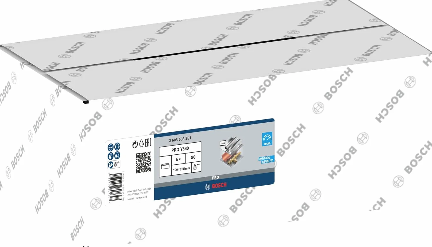 Bosch 5x Pas ścierny PRO Stainless Steel Y580 do satyniarki (do Stal nierdzewna, Ø 90 mm, Ziarnistość 80, Professional Akcesoria Szlifierka bębnowa)