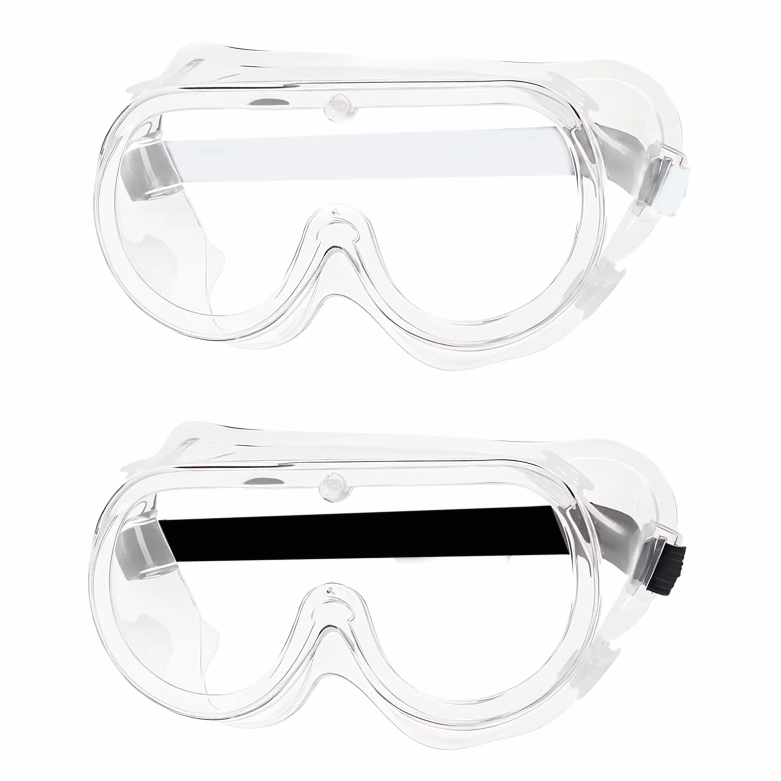 COMNICO 2 sztuki okularów ochronnych, okulary robocze, przezroczyste soczewki, szerokie pole widzenia, lekkie okulary, regulowany pasek, elastyczna oprawka, pyłoszczelne okulary ochronne, ochrona