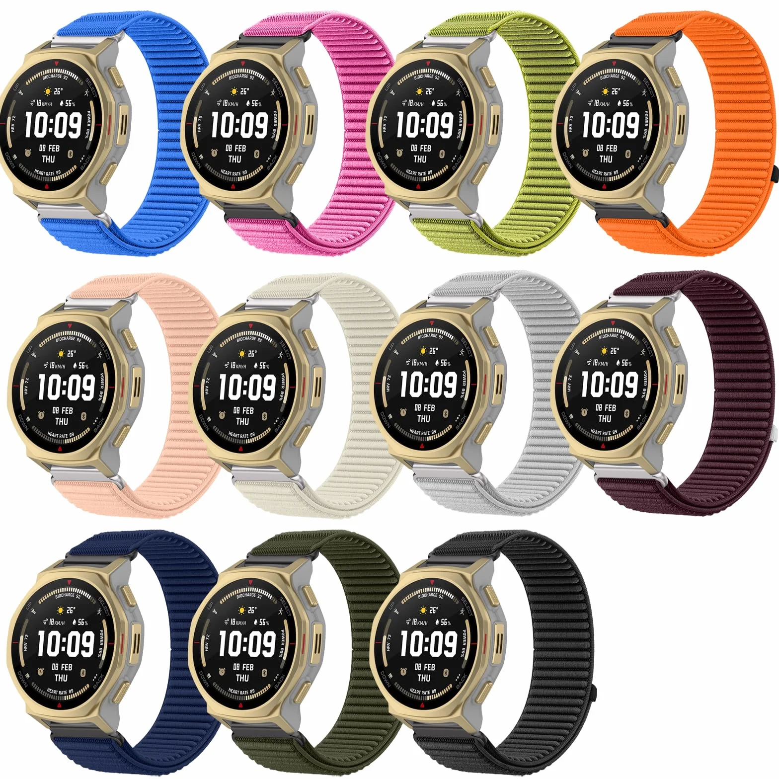 Nylonowa bransoletka kompatybilna z Amazfit T-Rex 3 Pro 44 mm, 20 mm, regulowana, miękka, sportowa pętla do Amazfit Active 2 44 mm / Active 2 Square/Amazfit GTR mini, dla mężczyzn i kobiet
