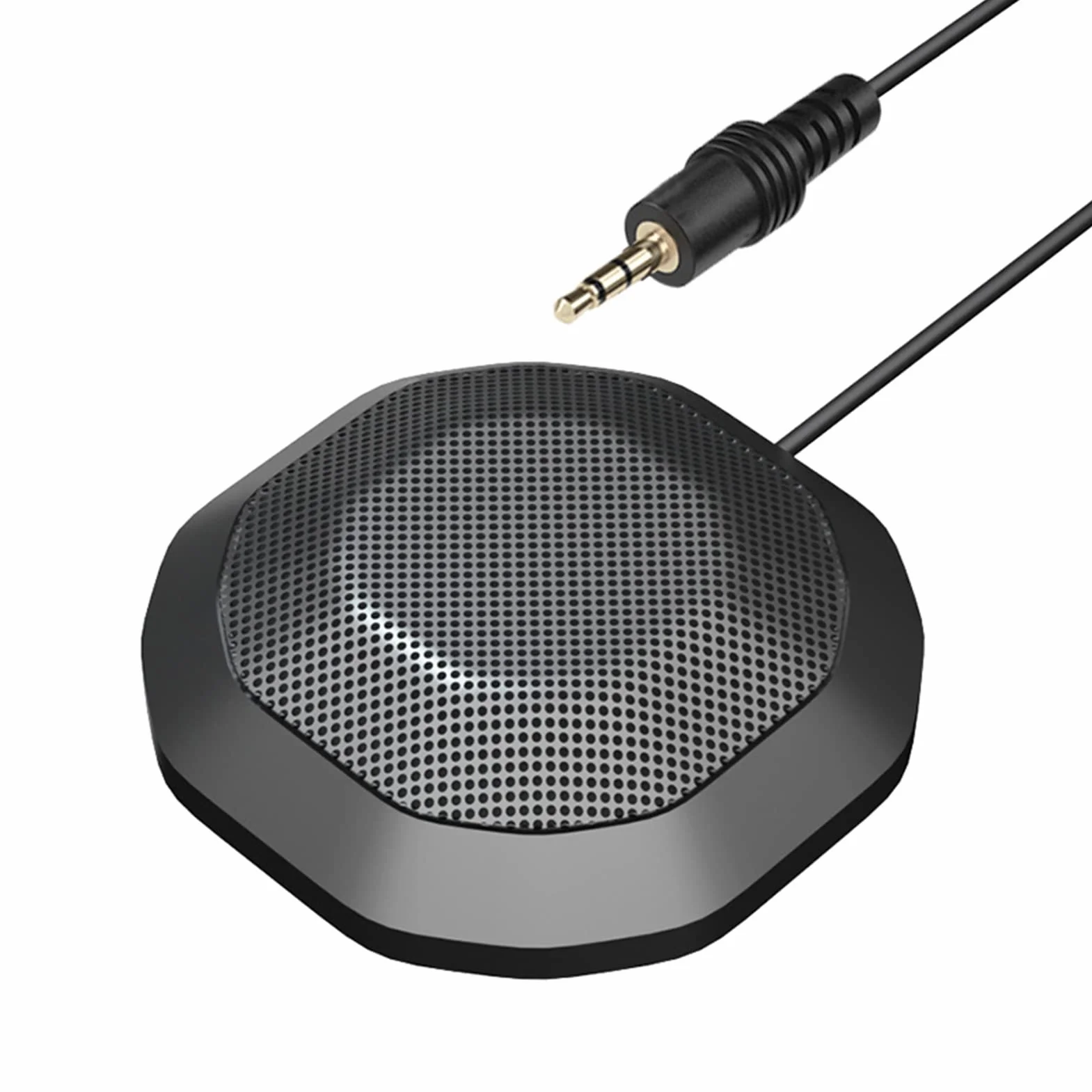 Dioche Mikrofon Mikrofon biurkowy wielokierunkowy 360°, wysoka czułość, przezroczysty mikrofon komputerowy z wtyczką 3,5 mm do laptopa/gier komputerowych i spotkań online, kompaktowa i przenośna