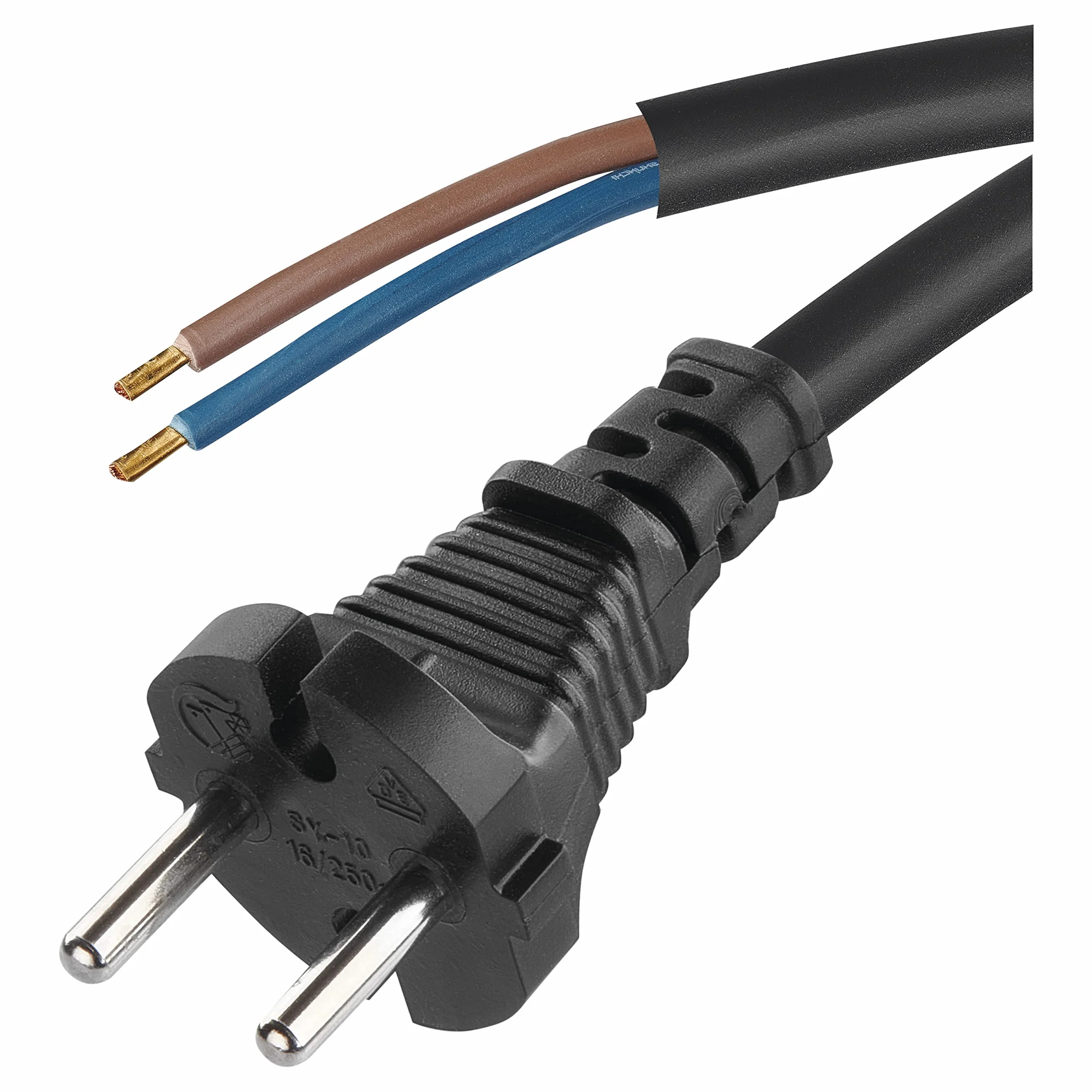 EMOS Gumowy przewód przyłączeniowy 5 m, kabel zasilający, kabel przyłączeniowy, kabel do żelazka, kabel połączeniowy Schuko, 2 x 1 mm, H05RR-F, czarny