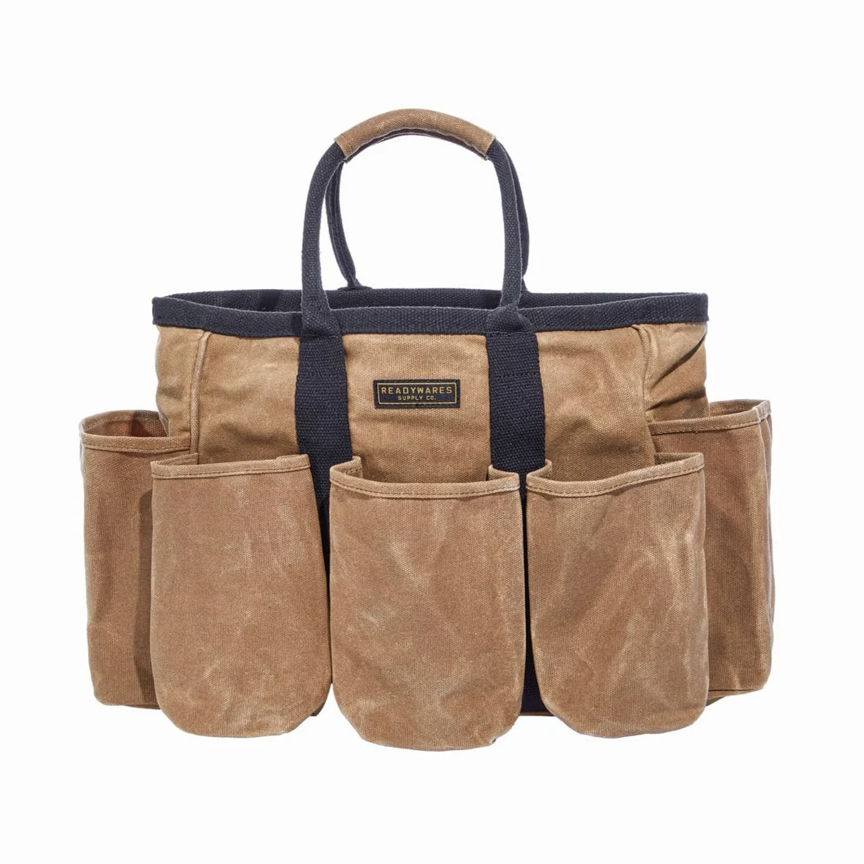 Readywares Worek z woskowanego płótna 35,5 cm, torba na narzędzia ogrodowe, organizer do czyszczenia, przenośna torba barowa, uniwersalna torba do przechowywania z kieszeniami, torba użytkowa z wytrzymałymi uchwytami