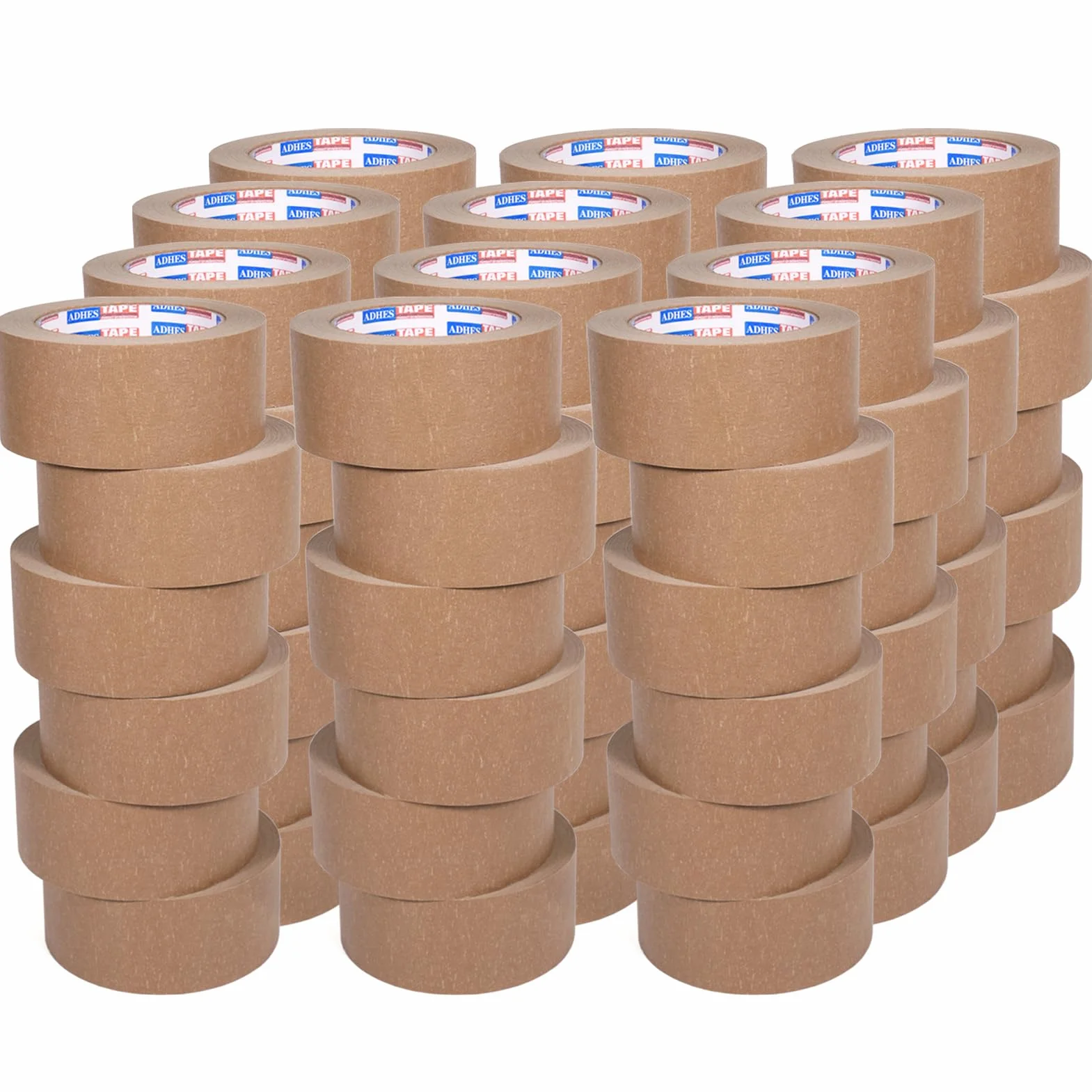 ADHES Taśma do pakowania, z papieru typu kraftowego, ekologiczna, nadaje się do recyklingu, brązowa, 50 mm x 40 m, 36 rolek