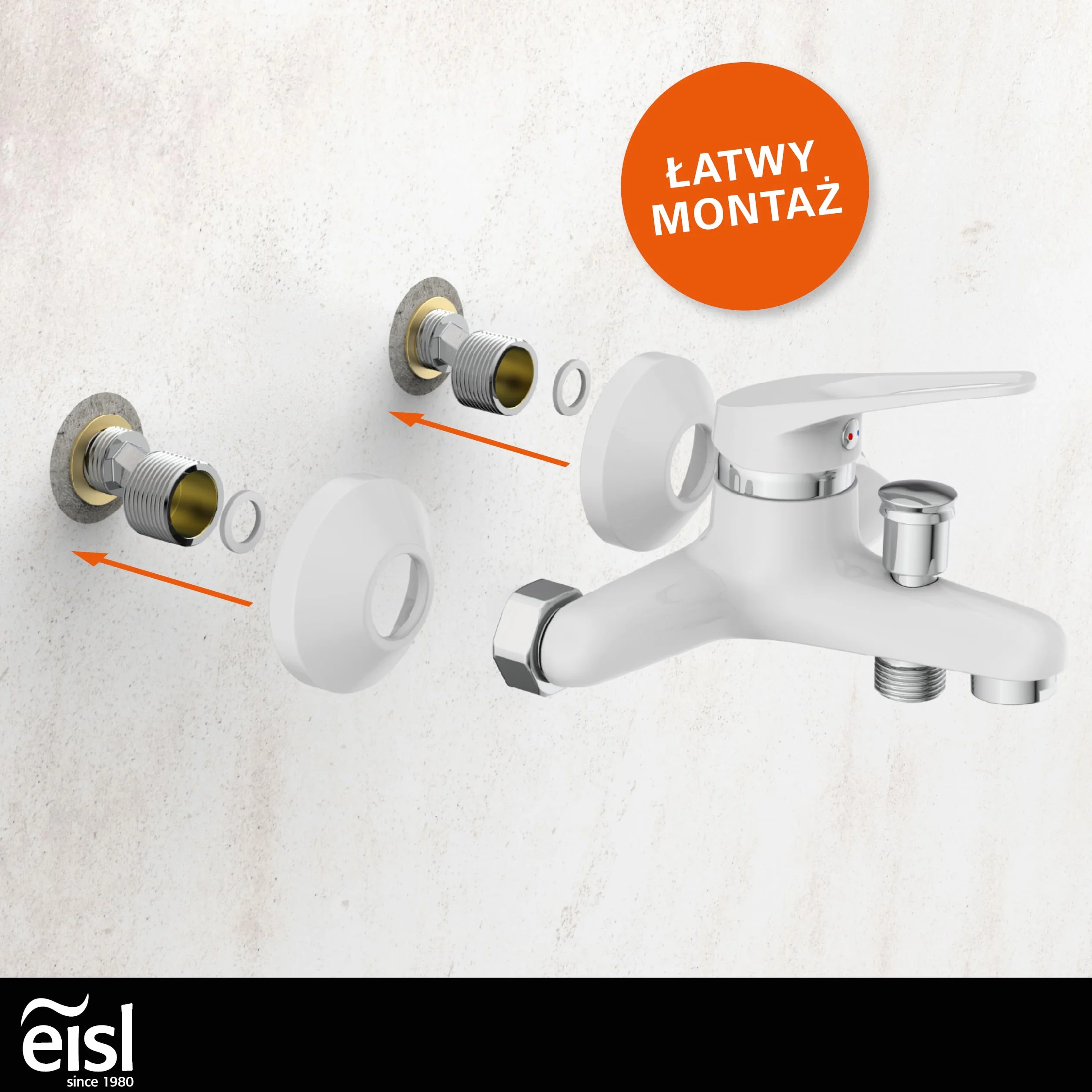 EISL NI023SCR-W SPEED bateria wannowa z mieszaczem do wanny, jednouchwytna bateria do wanny, biała, 12,7 x 17,8 x 8,6 cm; 800 g