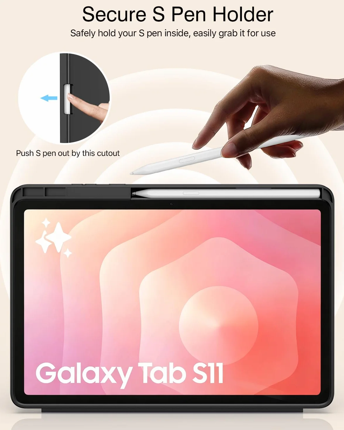 TiMOVO Etui do Samsung Galaxy Tab S11 11" 2025 SM-X730/X736B z uchwytem na S Pen, czarne