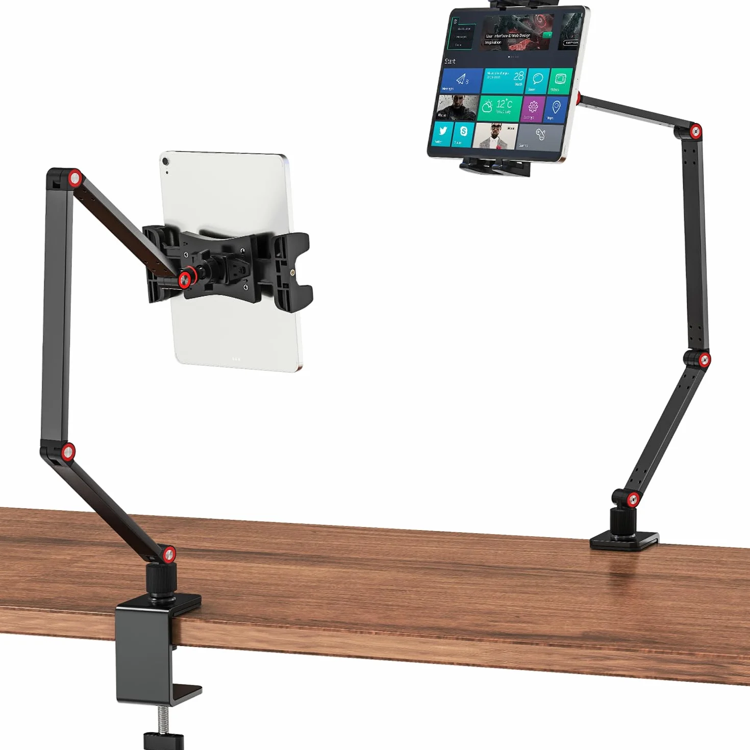 Stojak na iPada z długim ramieniem, regulowany i obracany 360°, do tabletów 4,7"-12,9"