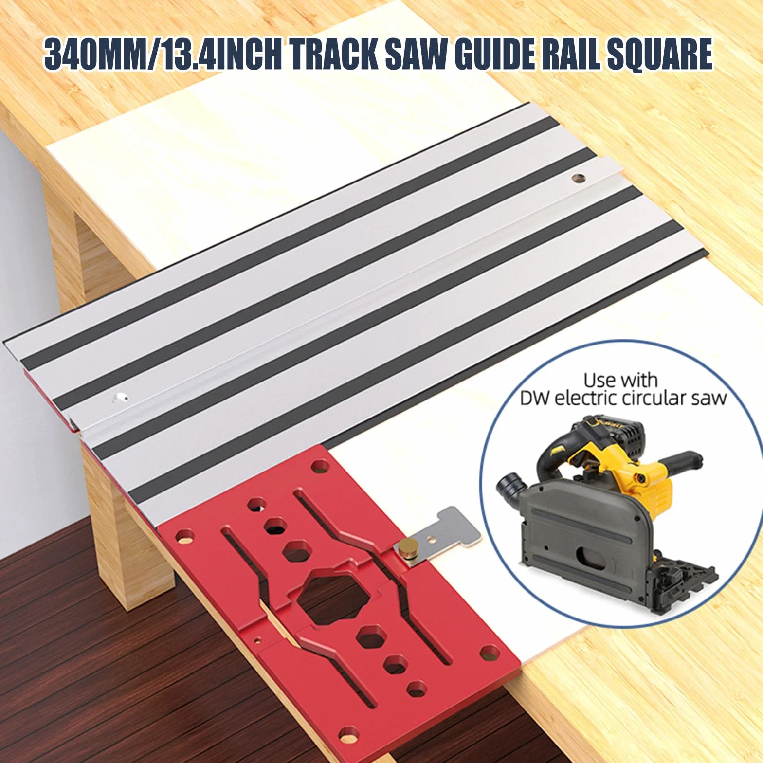 Szyna prowadząca Track Saw Square pod kątem 90° na prawo dla Dewalt, 340mm Szyna prowadząca kątowa do elektrycznej piły tarczowej Dewalt