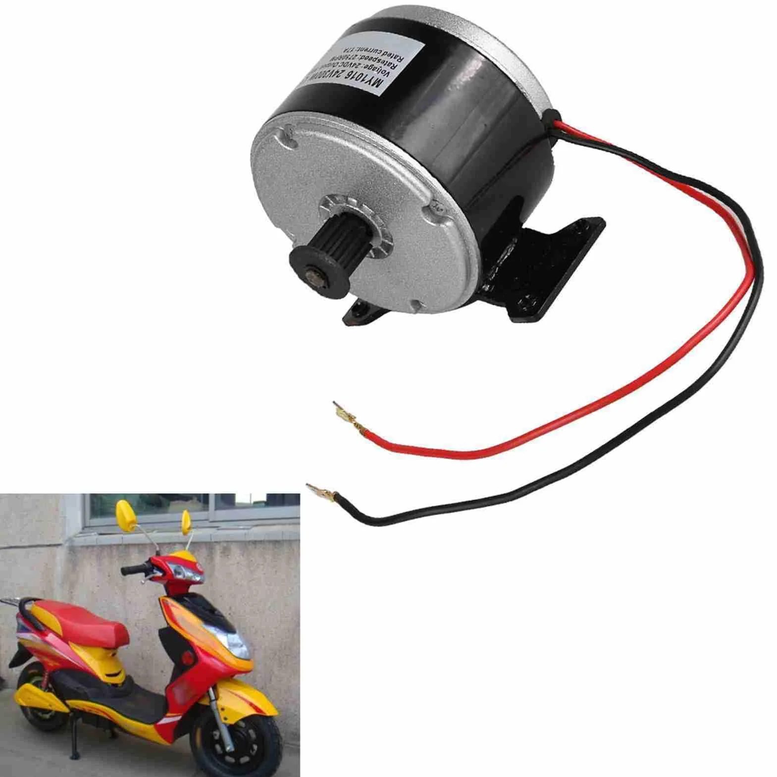 Dilwe MY1016 300W Szczotkowany Silnik Aluminiowy do Skutera Elektrycznego, Stabilna wydajność Podczas Modyfikacji Pojazdu, Odpowiedni do Małej Hulajnogi Elektrycznej, 1 Opakowanie