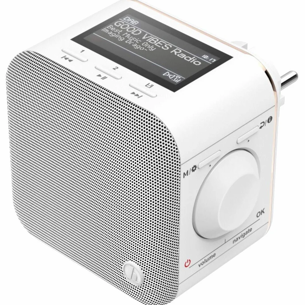 Hama 00054871 Radio z Gniazdkiem DAB+/DAB, Biały/Czarny, 11 x 9 x 8.5 cm