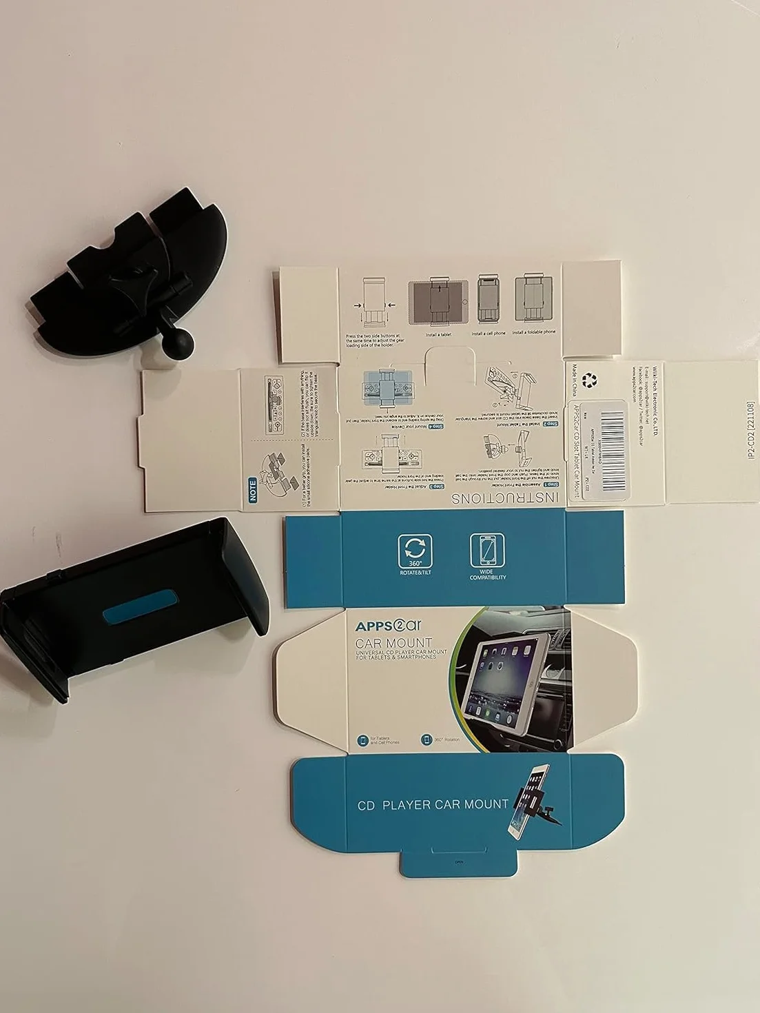 APPS2Car CD uchwyt na tablet 360 stopni obrót dla urządzeń 7-11" Uniwersalny uchwyt na tablet CD do samochodu