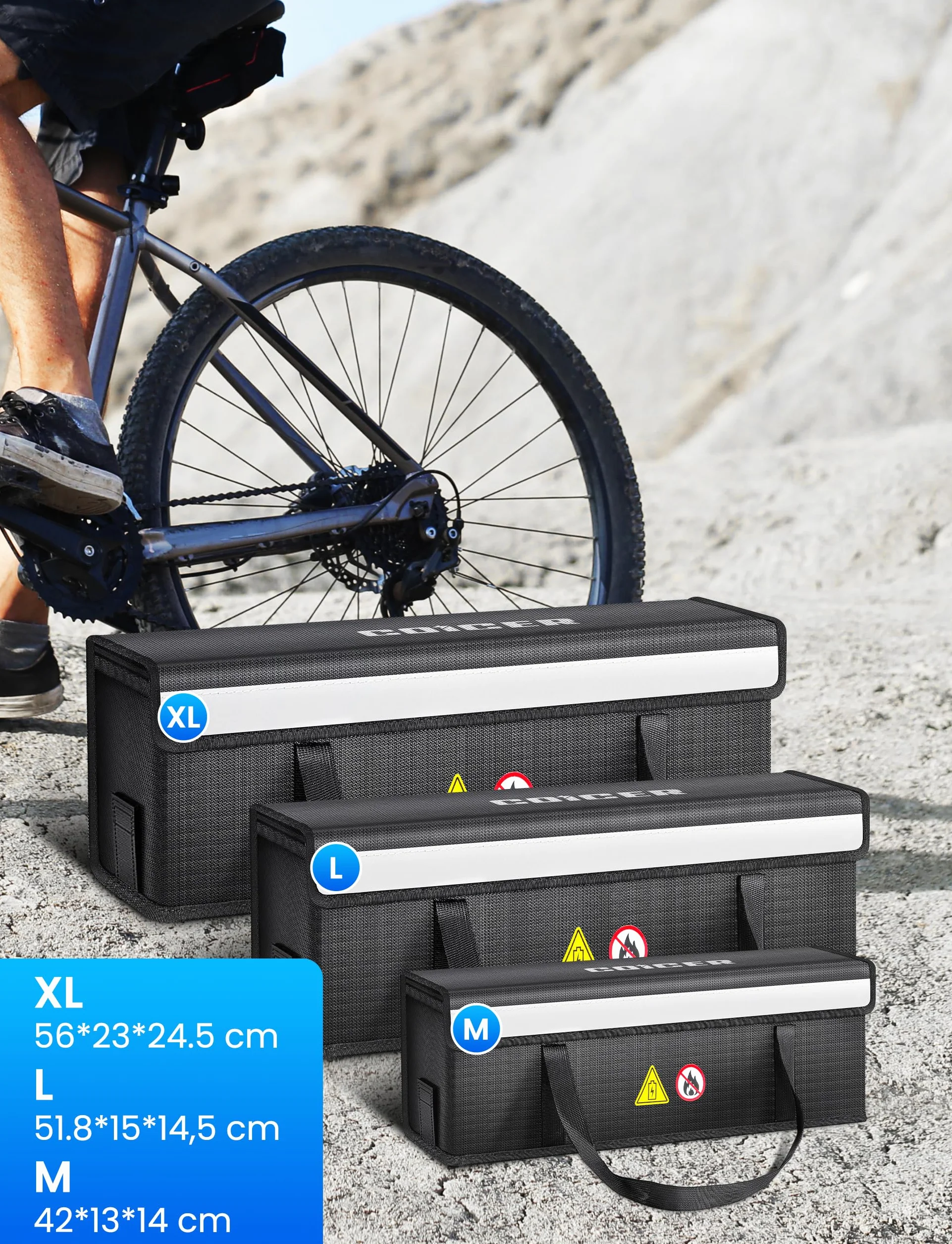 COICER E-Bike Wodoodporne Etui na Akumulator Lipo Bezpieczna Torba