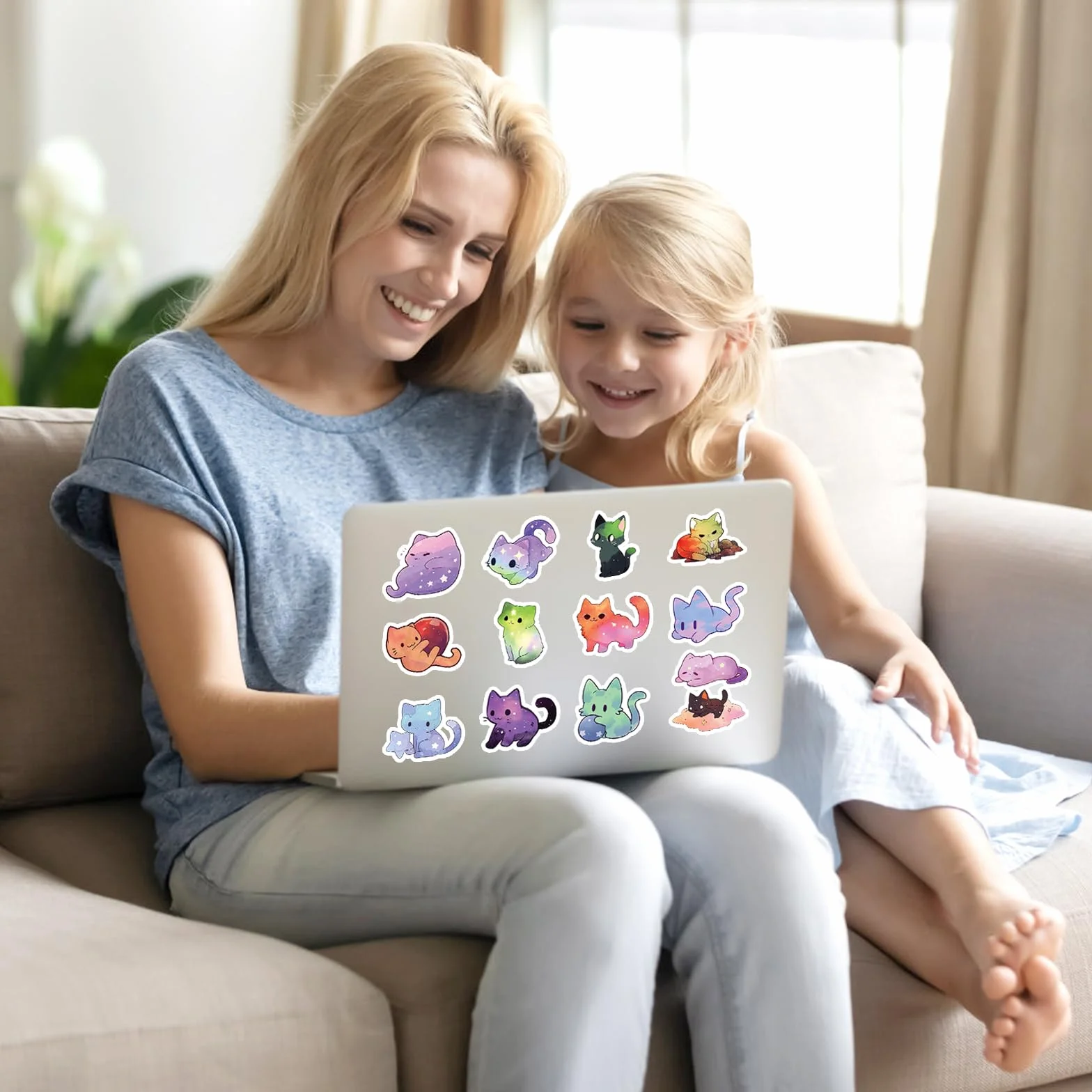 Wodoodporne winylowe naklejki z kotami 50 sztuk na laptop, bagaż, rower
