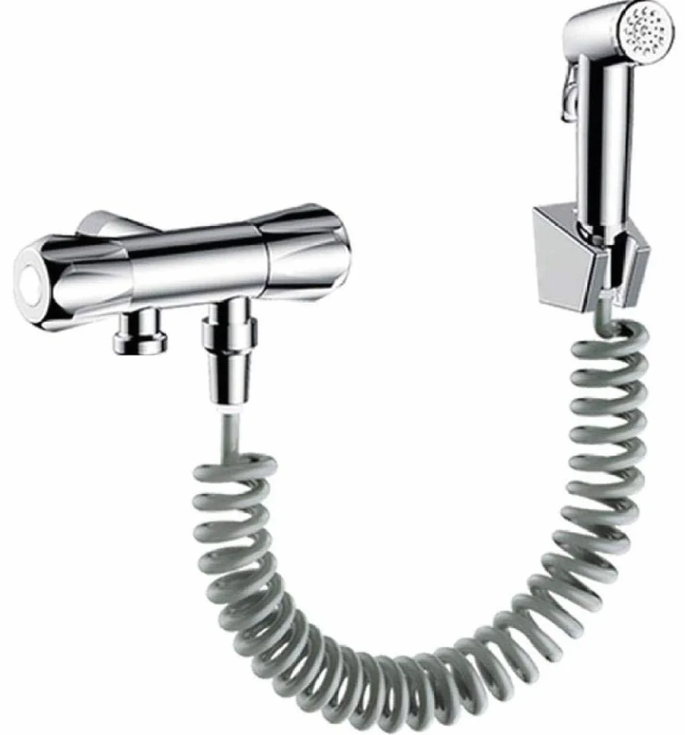 Przenośny zestaw prysznicowy ze stali nierdzewnej ze sprayem do toalety na pieluchy dla dzieci - zestaw pistoletu natryskowego do toalety towarzysz toalety do czyszczenia łazienki podkładka odpływowa
