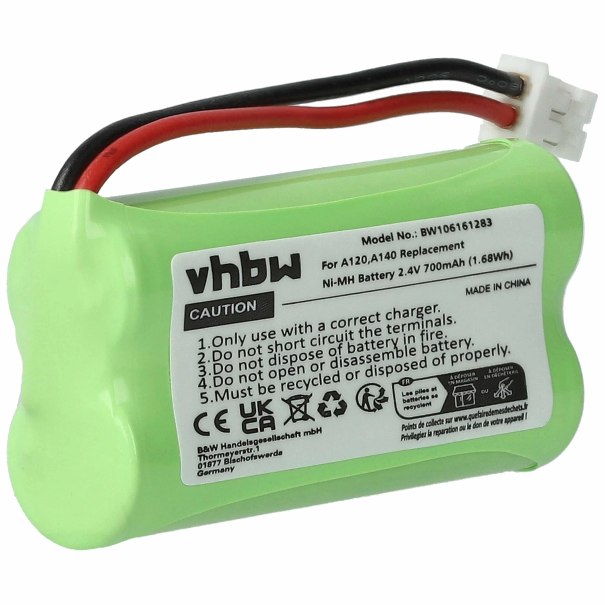 vhbw NiMH Bateria 700 mAh 2,4 V kompatybilna z Siemens Gigaset A260 Trio A265 A345