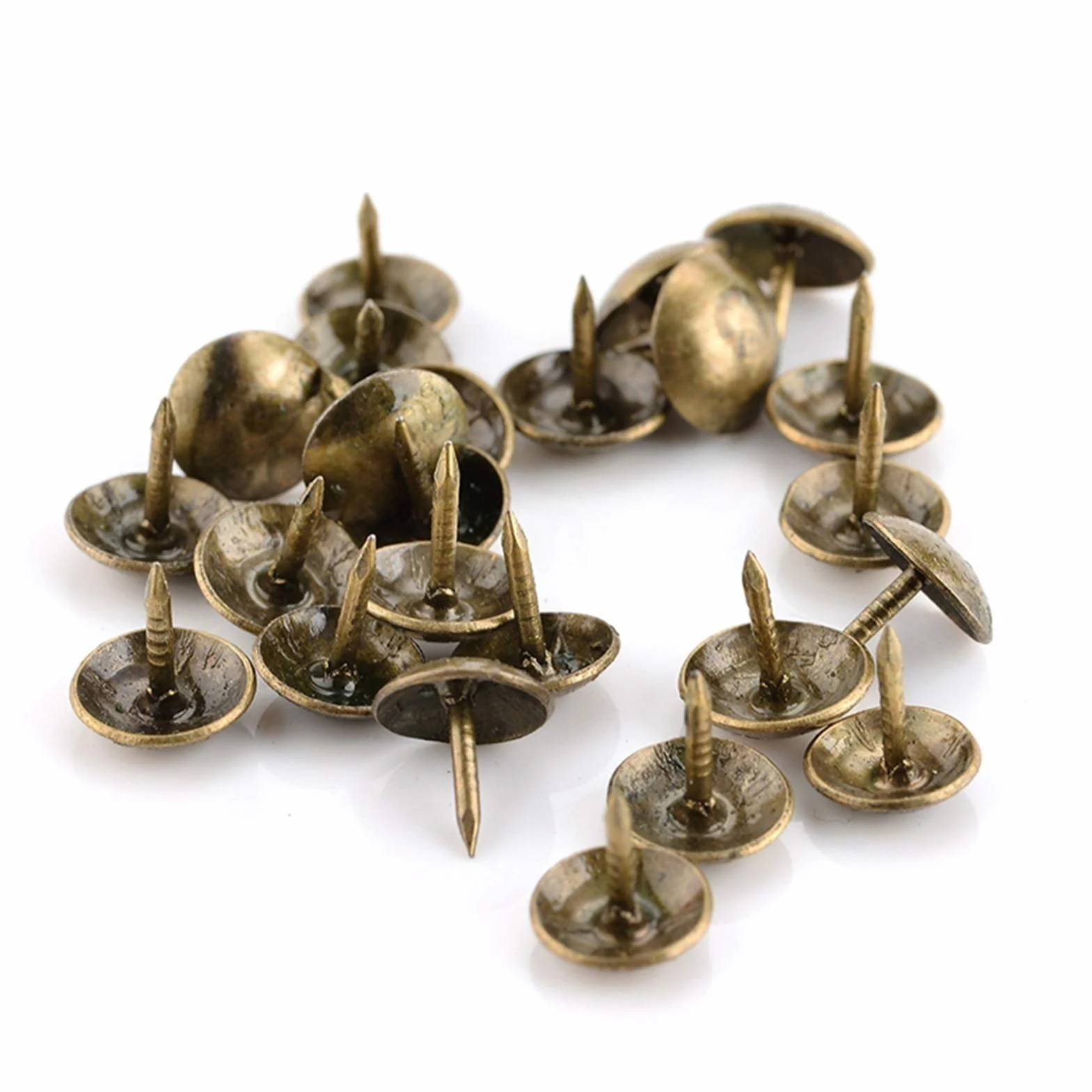 Gwoździe miedziane. 100 sztuk 8.5x16mm brązowe tack pudełko z biżuterią pinezka 10x10mm elementy mocujące drzwi nadaje się do biura szkolnego(10x10mm)