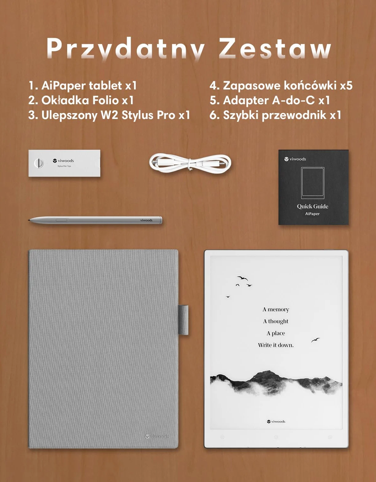 VIWOODS Carta 1300 AI E Ink Tablet 10.65'' 300PPI Elektroniczny Notatnik z Długopisem