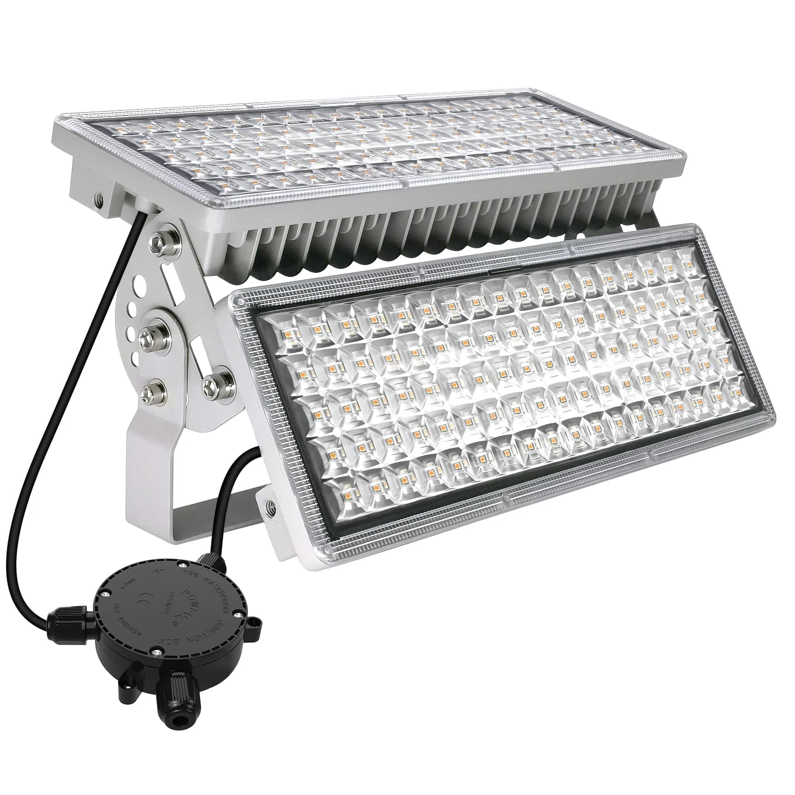 Reflektor zewnętrzny LED 200 W, 28000 lm, do użytku na zewnątrz, super jasny, 3000 K, ciepła biel, IP67, wodoszczelny, z regulowanym kątem, do ogrodu, na boisko sportowe, taras