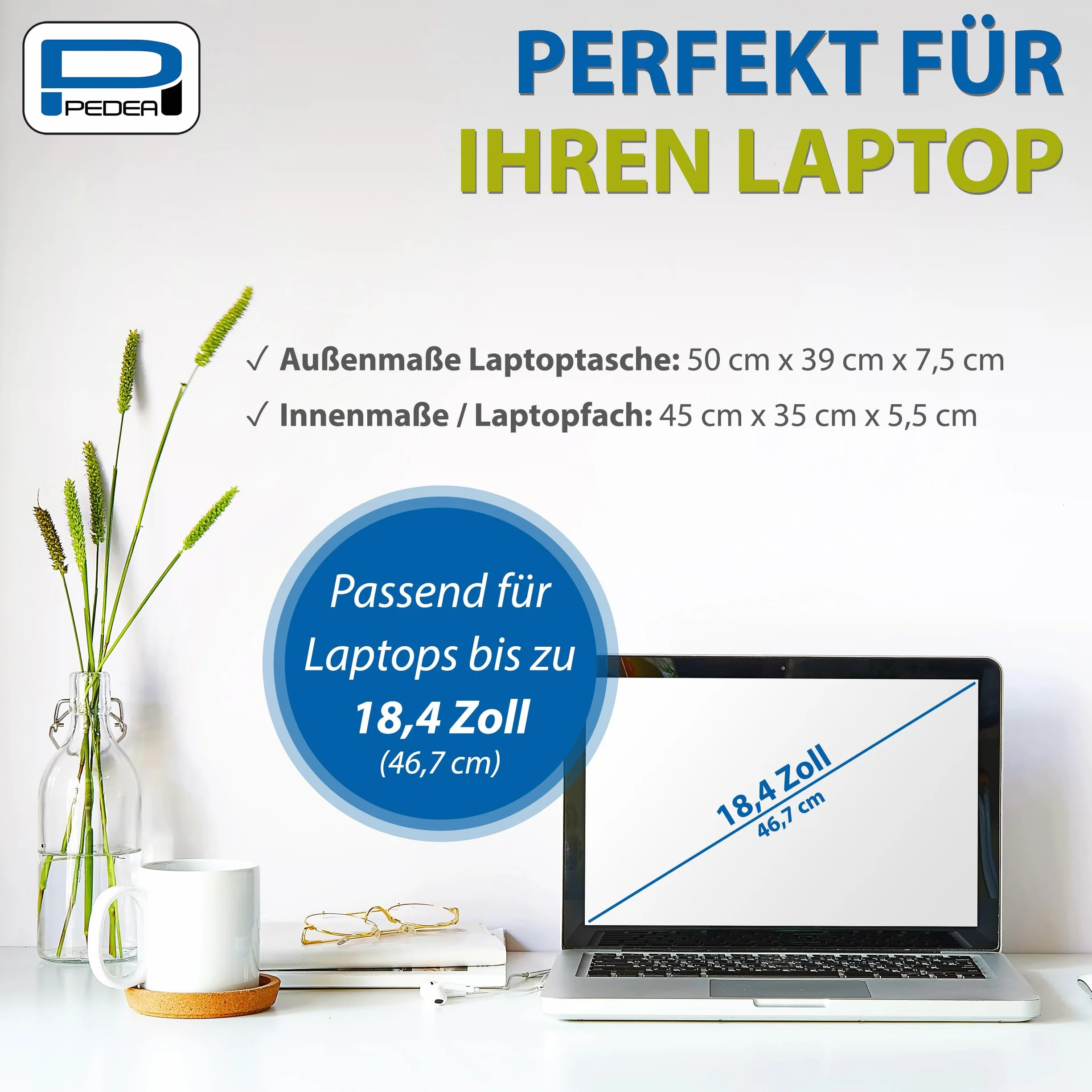 PEDEA Torba na laptopa Trendline 18,4 cala 46,7 cm z myszą bezprzewodową