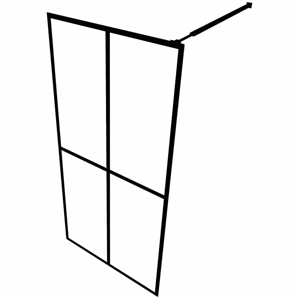 Ścianka prysznicowa Walk-in prysznic matowe szkło bezpieczne 5 mm 90 x 195 cm z profilem aluminiowym czarna i drążek podporowy ze stali nierdzewnej regulowany ochrona przed pryskaniem wanna