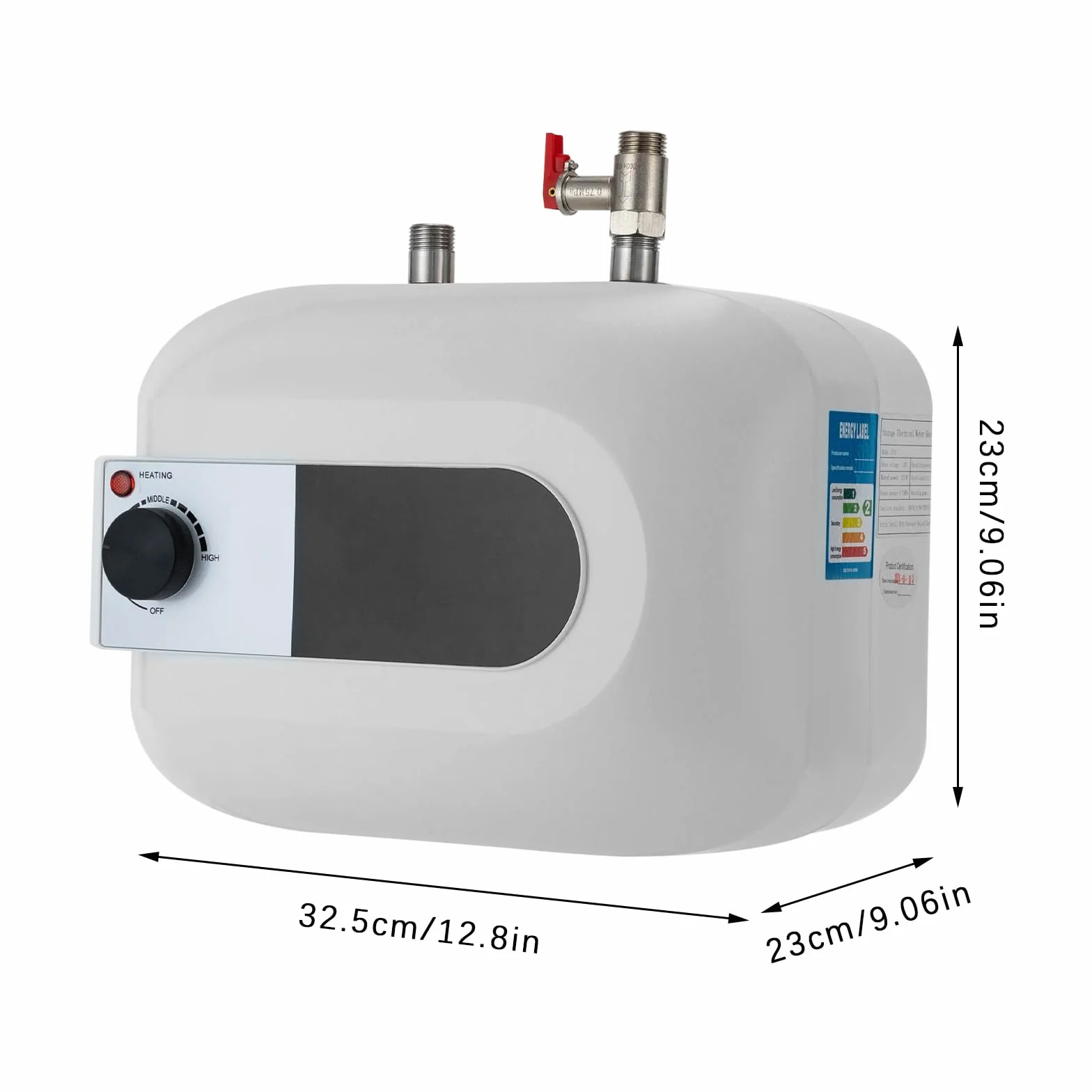 Elektroniczny podgrzewacz wody, 1500 W, 30-65°C, zbiornik wody IPX4, bojler 0,75 MPa, bojler dolny 6 l