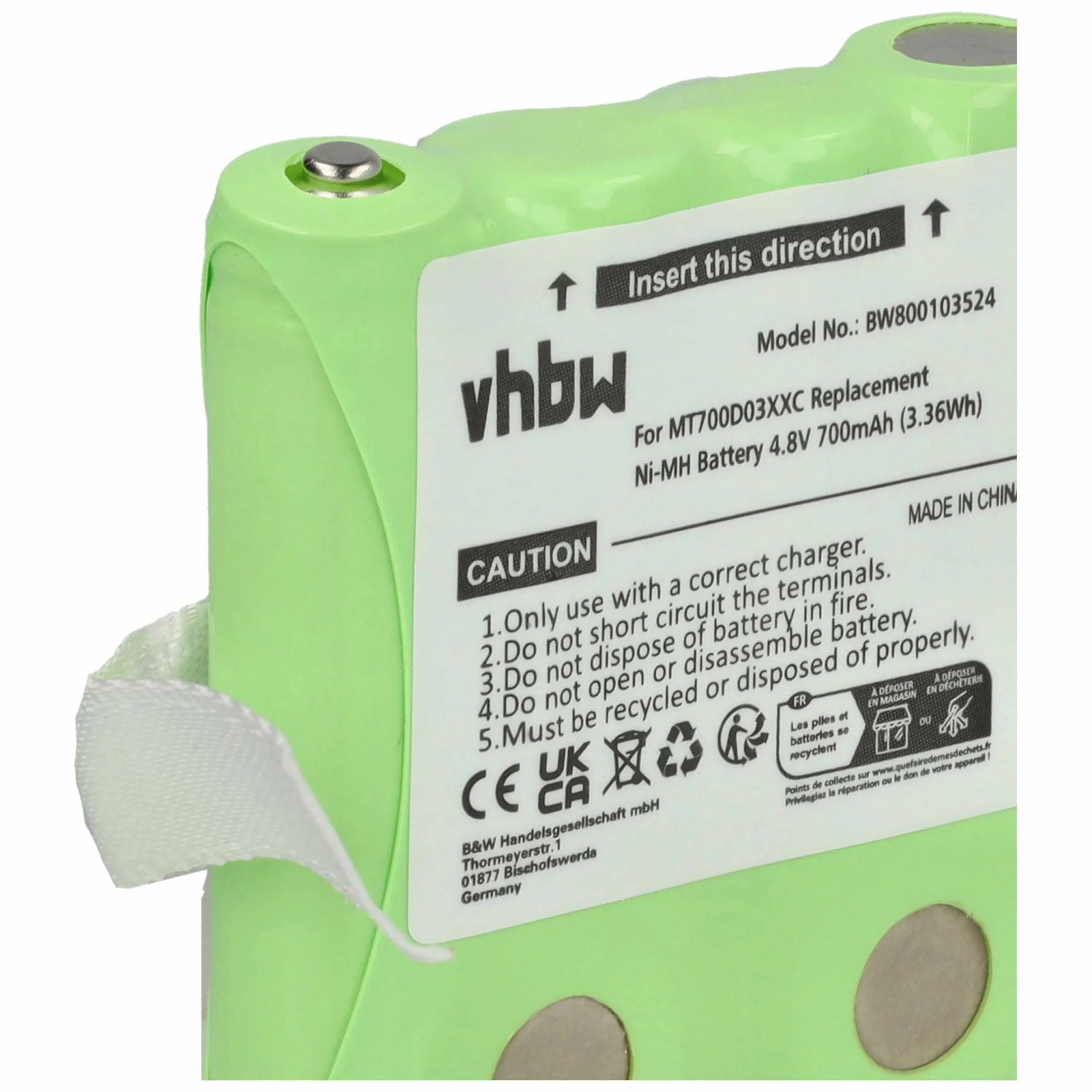 Akumulator kompatybilny z DeTeWe Outdoor 8000 PMR8000 Simvalley WT-100 700 mAh 4,8 V NiMH zamiennik PX-175-675