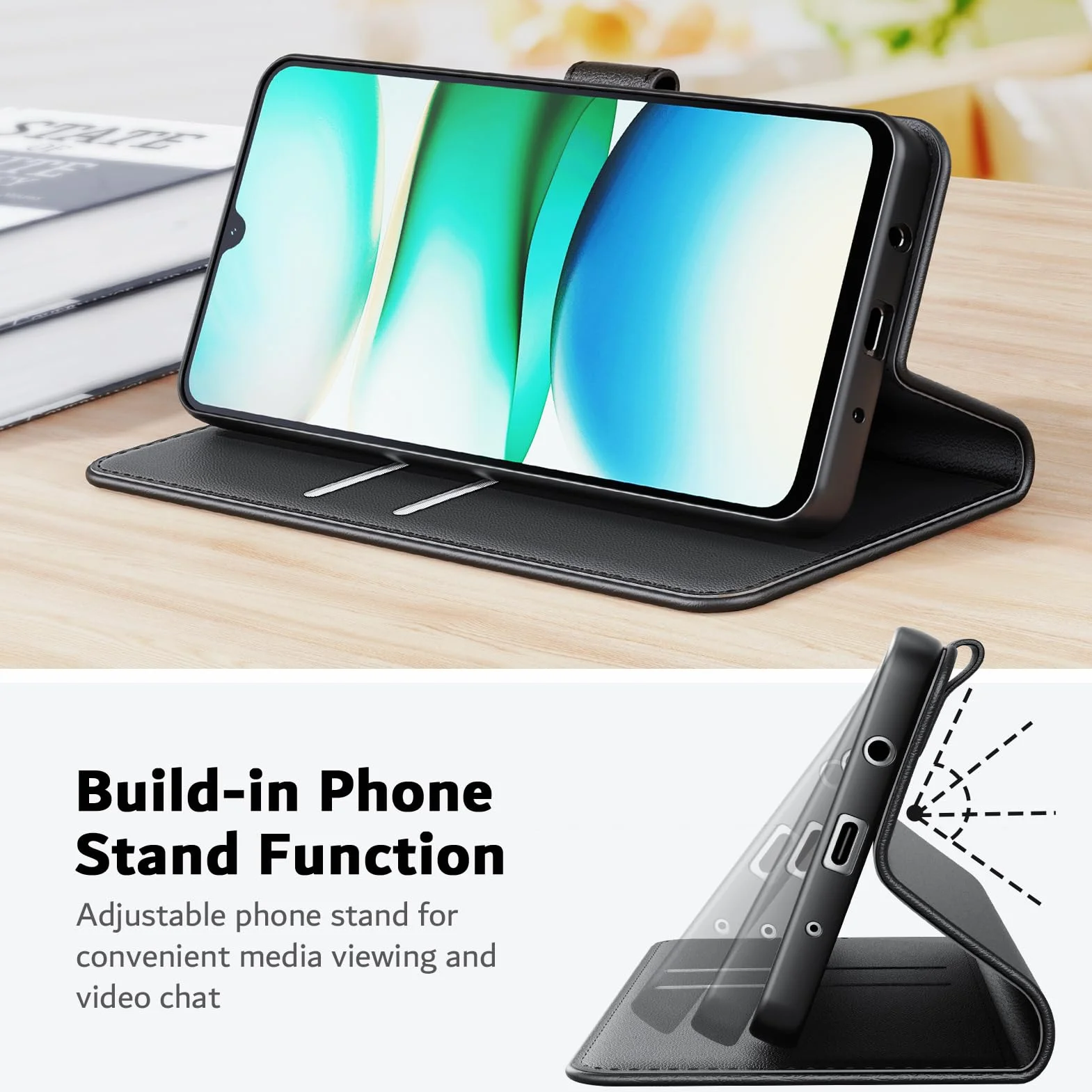 Etui do Xiaomi Redmi A5 4G + osłona ekranu szkło hartowane 2x, pokrowiec portfel skóra PU RFID