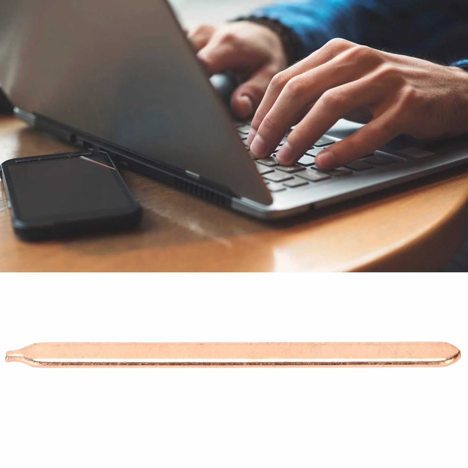 Annadue Miedziana płaska rura grzewcza, do komputera CPU, radiator, rurka, chłodzenie rurowe, do samodzielnego chłodzenia, laptopa, procesora (90 mm)