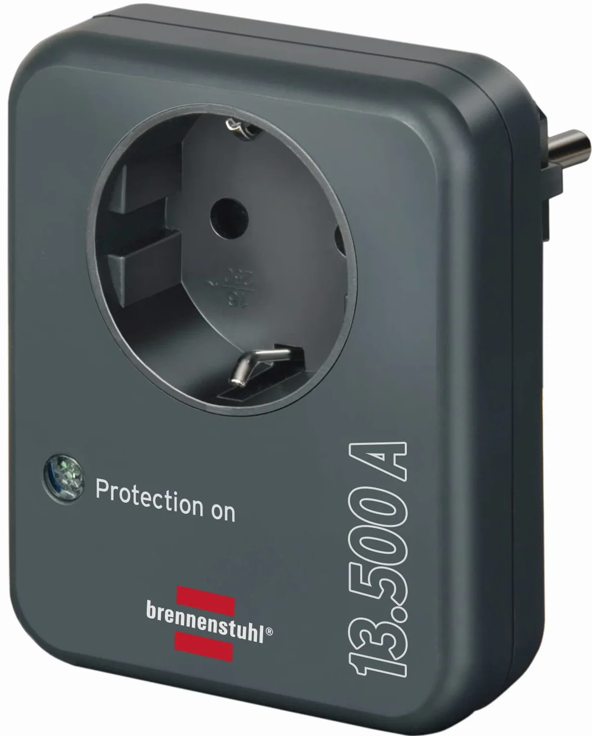 Brennenstuhl Adapter do gniazda wtykowego z ochroną przed przepięciem 13.500 A (adapter jako ochrona odgromowa do urządzeń elektrycznych), antracyt