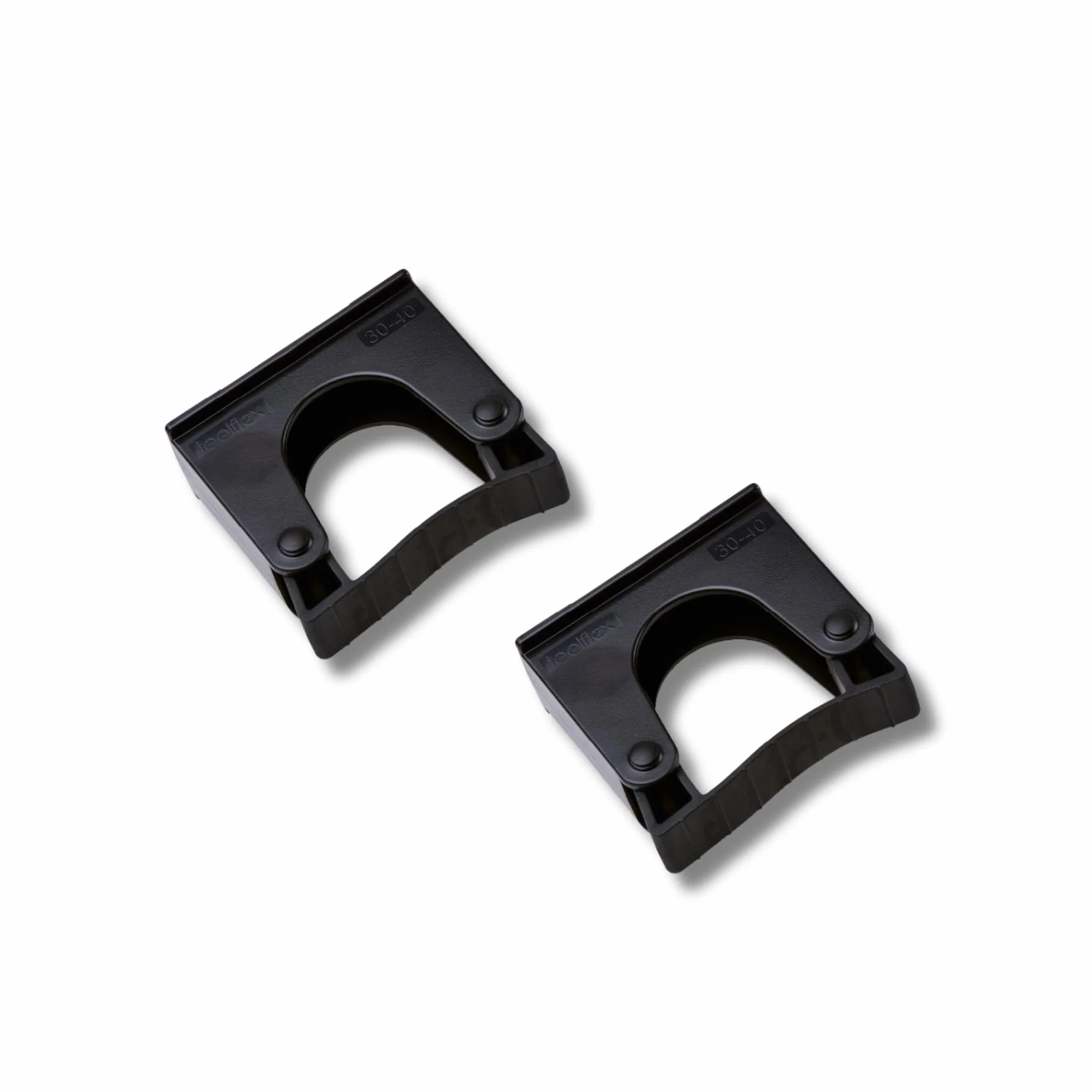 x2 czarne uchwyty do przechowywania narzędzi odpowiednie do organizera ściennego Toolflex (30 – 40 mm)