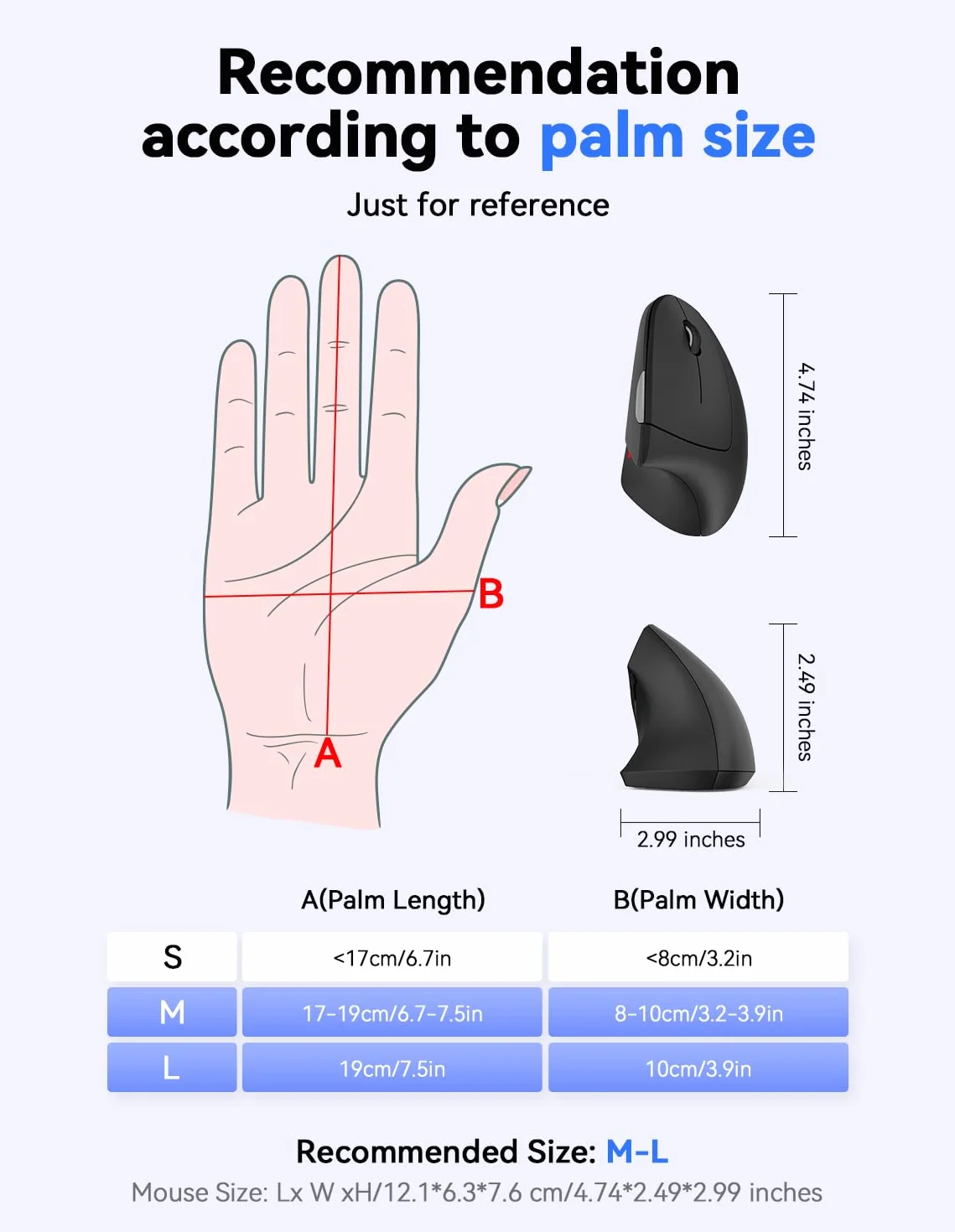 TECKNET Ergonomiczna Bezprzewodowa Mysz Pionowa 4800DPI 6 Przycisków 5 Poziomów DPI 24 Miesiące Baterii Optyczna Czarny